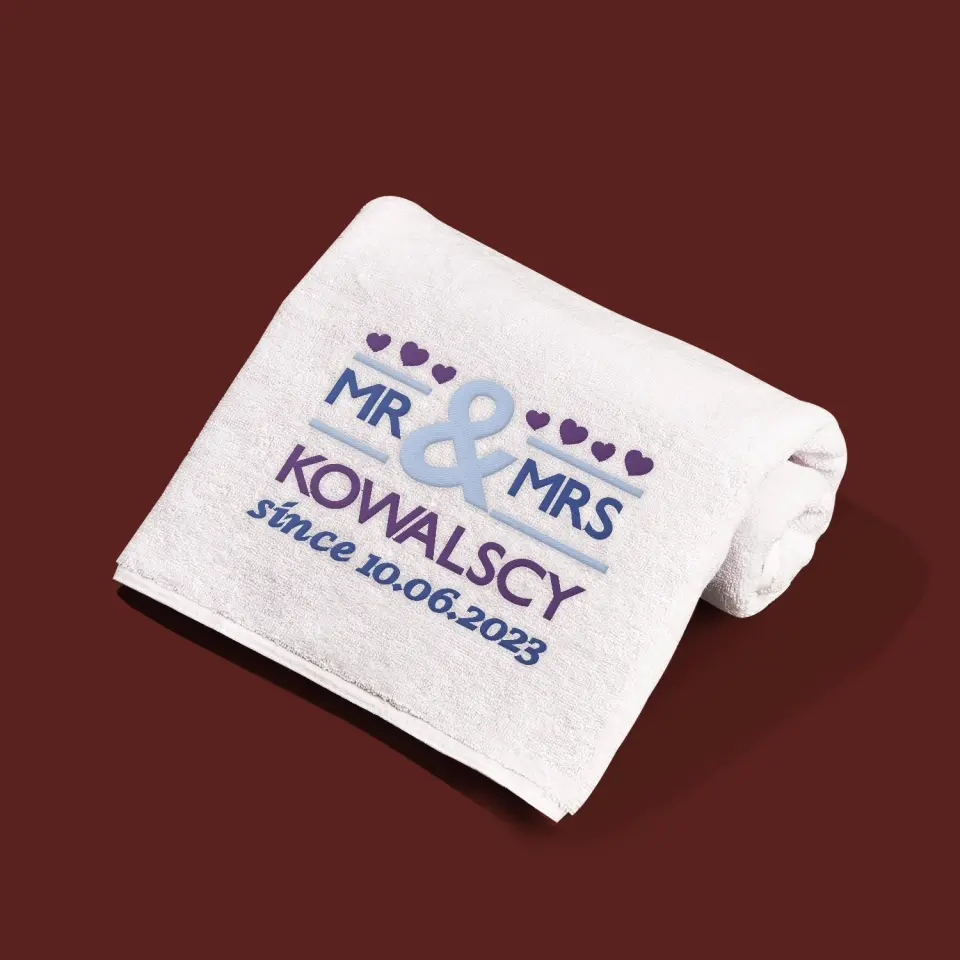 Monogram: Mr&Mrs - Zestaw Ręczników z Haftem - Image 4
