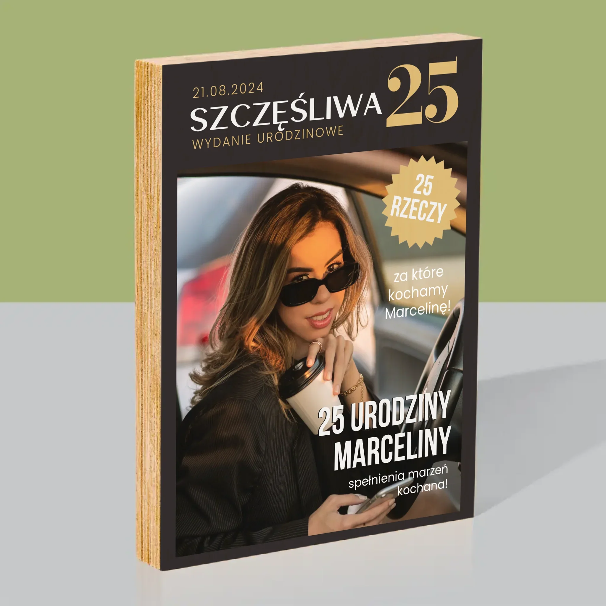 Okładka Magazynu: Szczęśliwa 25 - Wydruk Na Drewnie