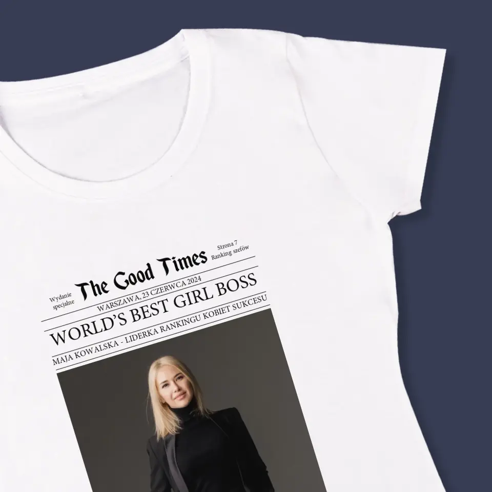 Okładka Magazynu: World’S Best Girl Boss - Koszulka Damska z Nadrukiem - Image 4