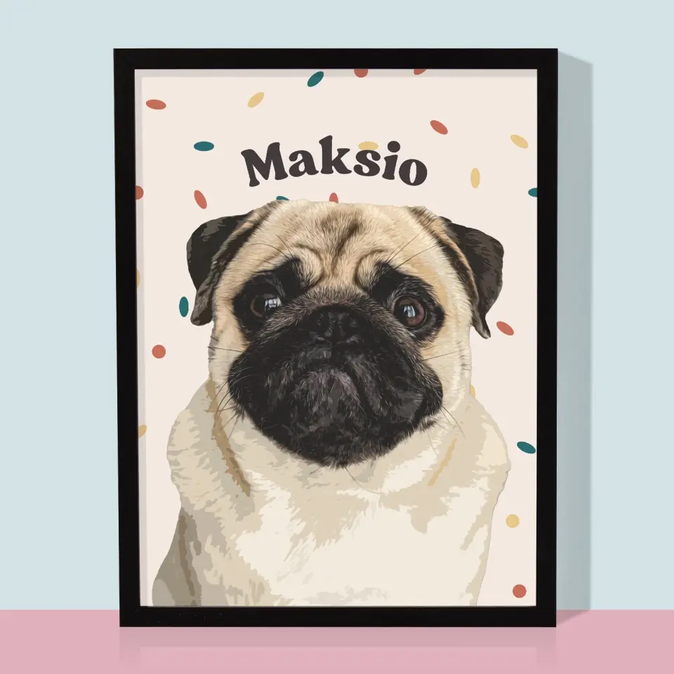 Portret Zwierzaka: Mops - Wydruk ze Zdjęciem Zwierzaka