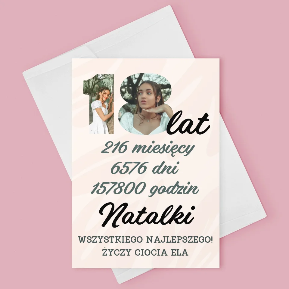 Słowo ze zdjęć: 18 Lat Odliczanie - Kartka z Życzeniami - Image 3