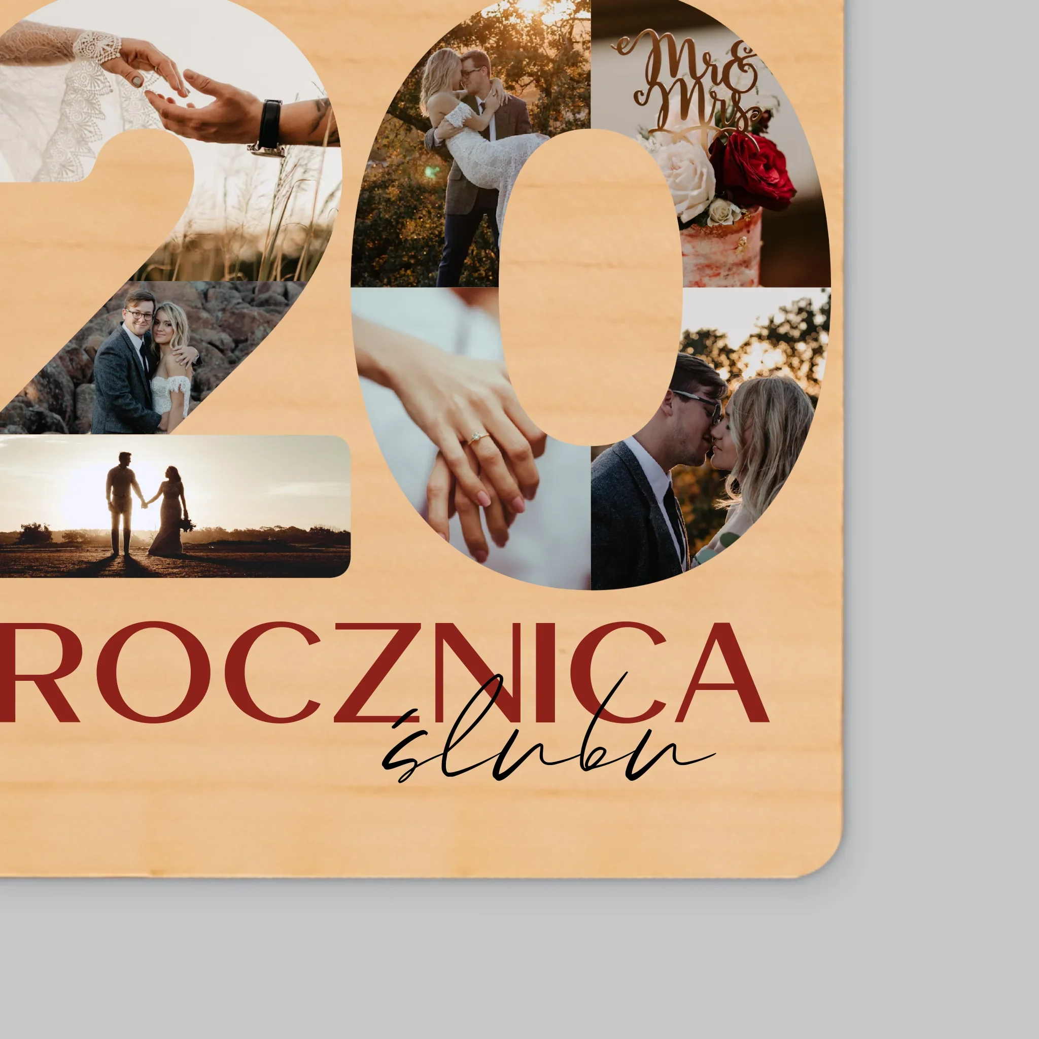 Słowo Ze Zdjęć: 20 Rocznica Ślubu - Magnes Drewniany - Image 2