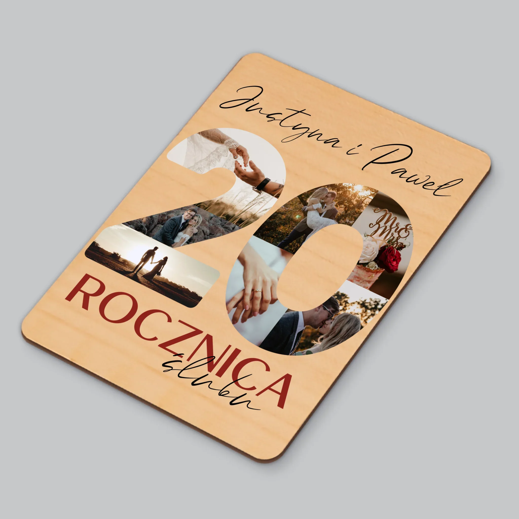 Słowo Ze Zdjęć: 20 Rocznica Ślubu - Magnes Drewniany - Image 3