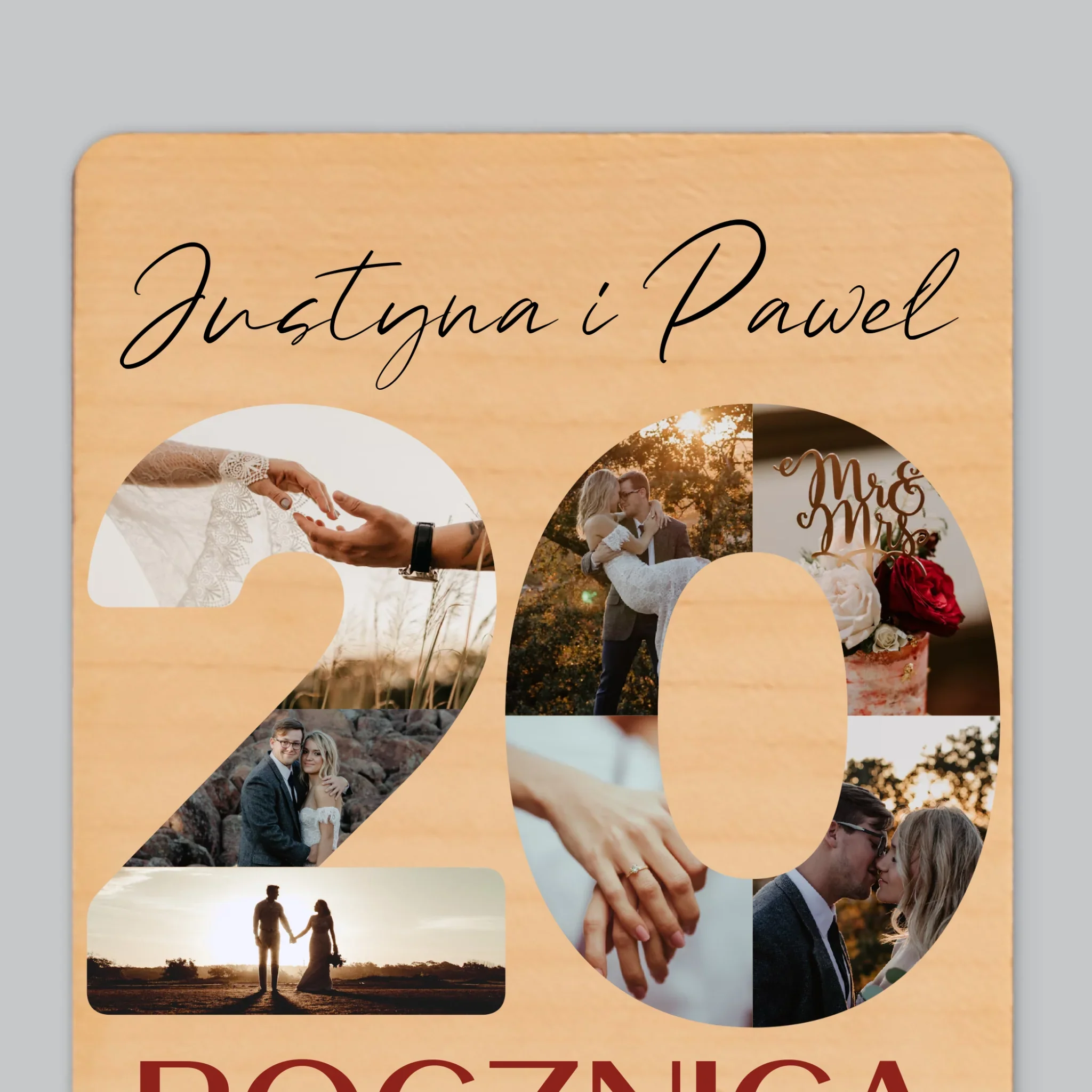 Słowo Ze Zdjęć: 20 Rocznica Ślubu - Magnes Drewniany - Image 4