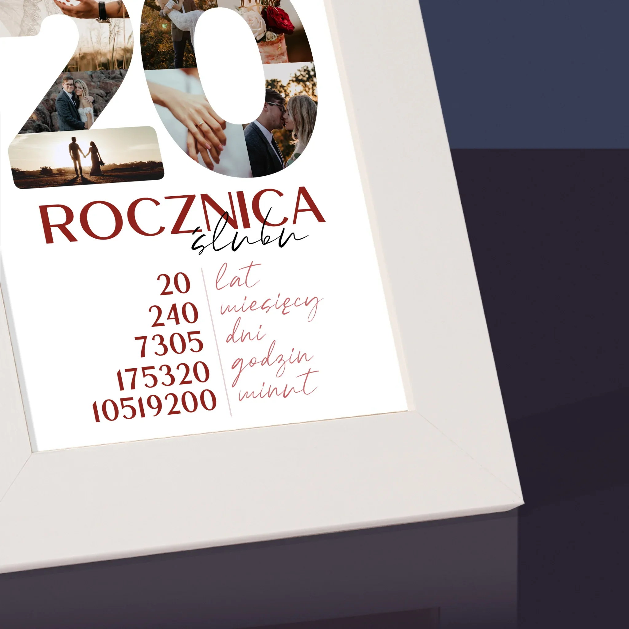 Słowo Ze Zdjęć: 20 Rocznica Ślubu - Ramka Na Zdjęcie - Image 3