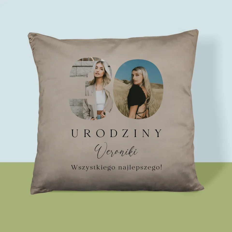 Słowo Ze Zdjęć: 30 Urodziny Podpis - Poduszka z Nadrukiem