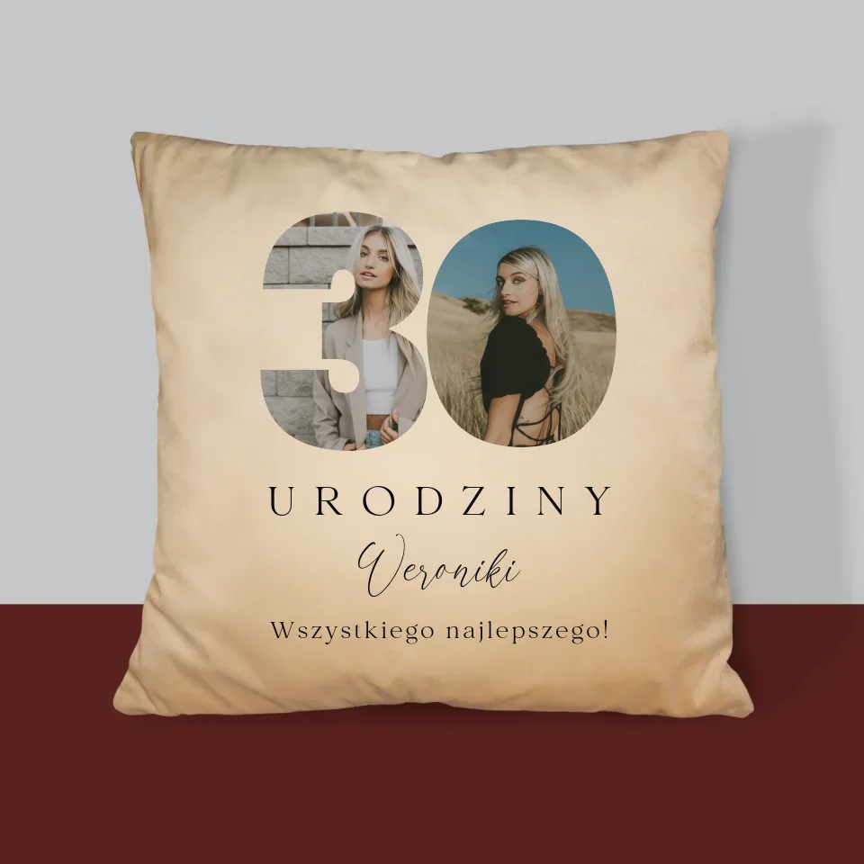Słowo Ze Zdjęć: 30 Urodziny Podpis - Poduszka z Nadrukiem - Image 4