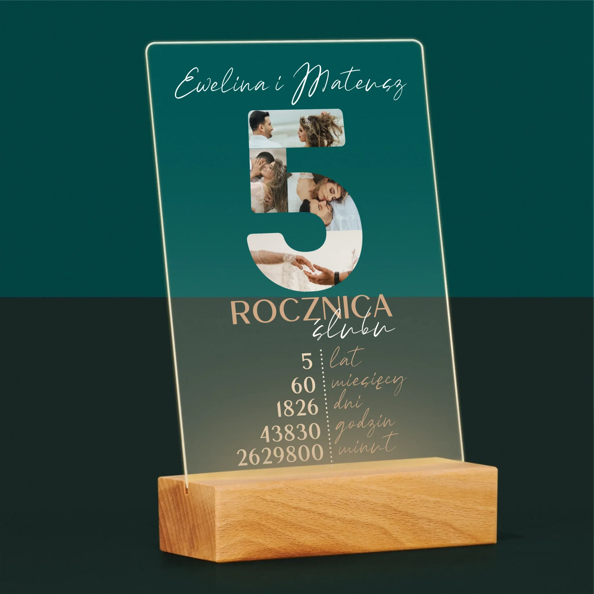 Słowo Ze Zdjęć: 5 Rocznica Ślubu Liczby - Wydruk Na Szkle Akrylowym - Image 5