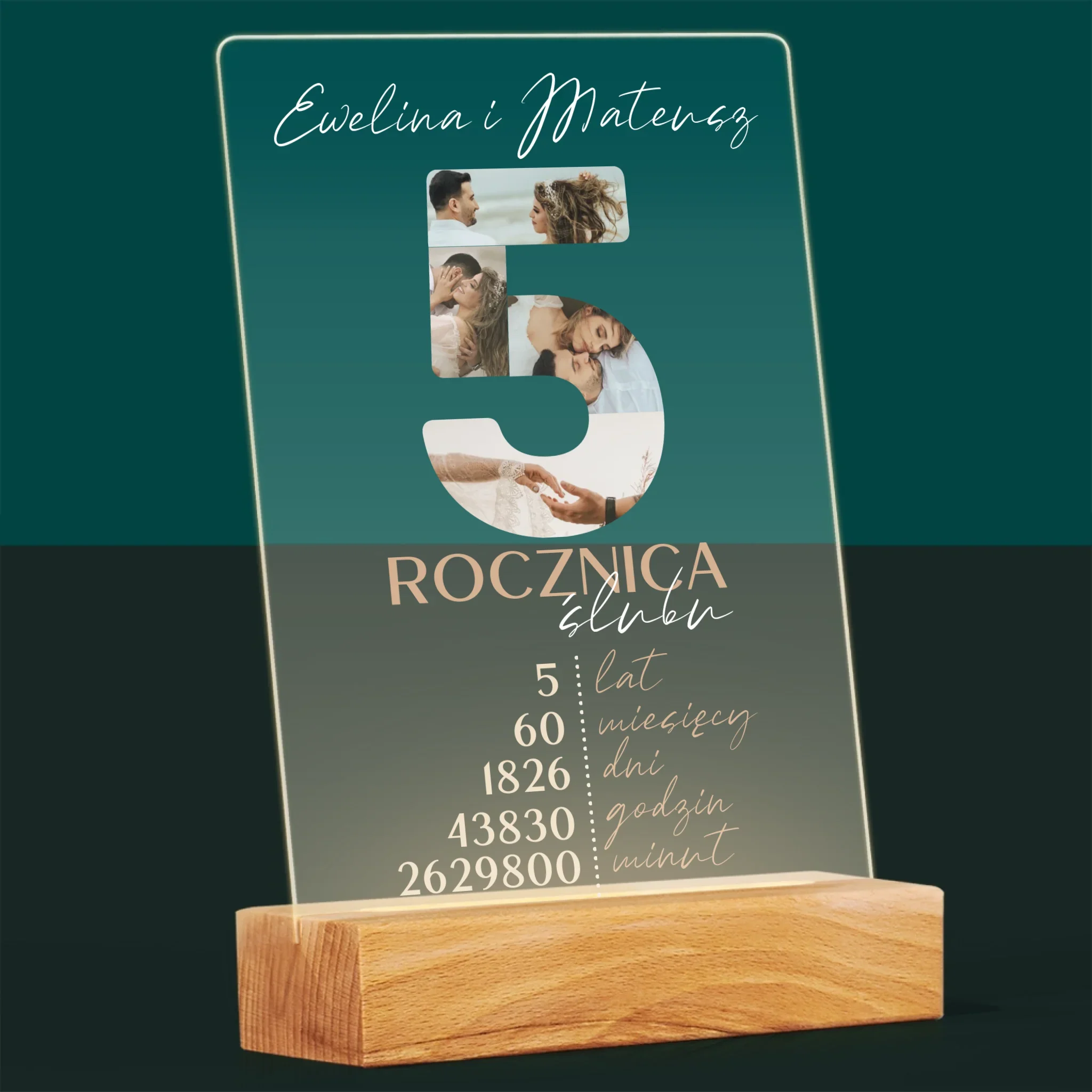 Słowo Ze Zdjęć: 5 Rocznica Ślubu Liczby - Wydruk Na Szkle Akrylowym - Image 8