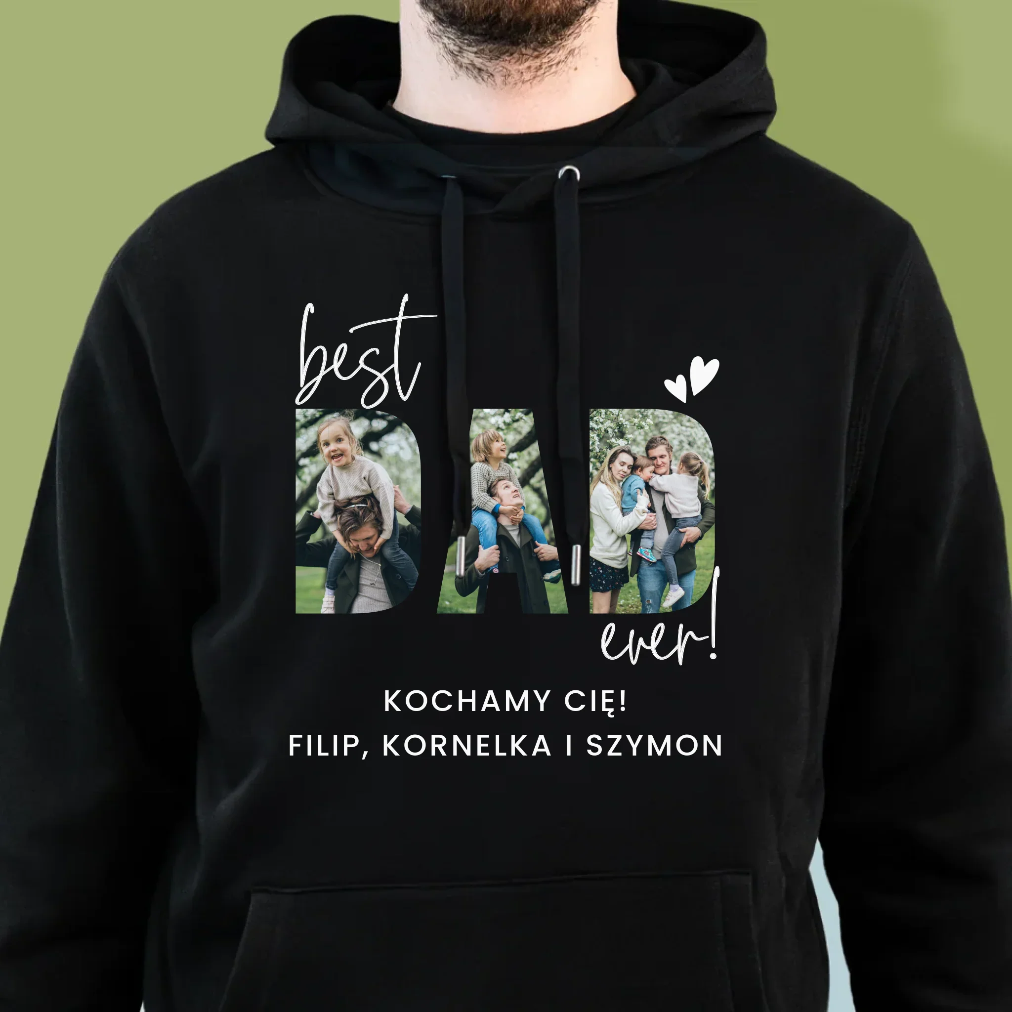 Słowo Ze Zdjęć: Best Dad Ever Z Podpisem - Bluza Męska Z Kapturem - Image 2