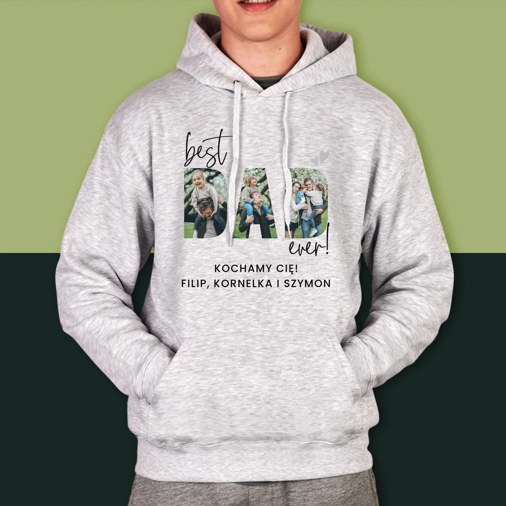 Słowo Ze Zdjęć: Best Dad Ever Z Podpisem - Bluza Męska Z Kapturem - Image 5