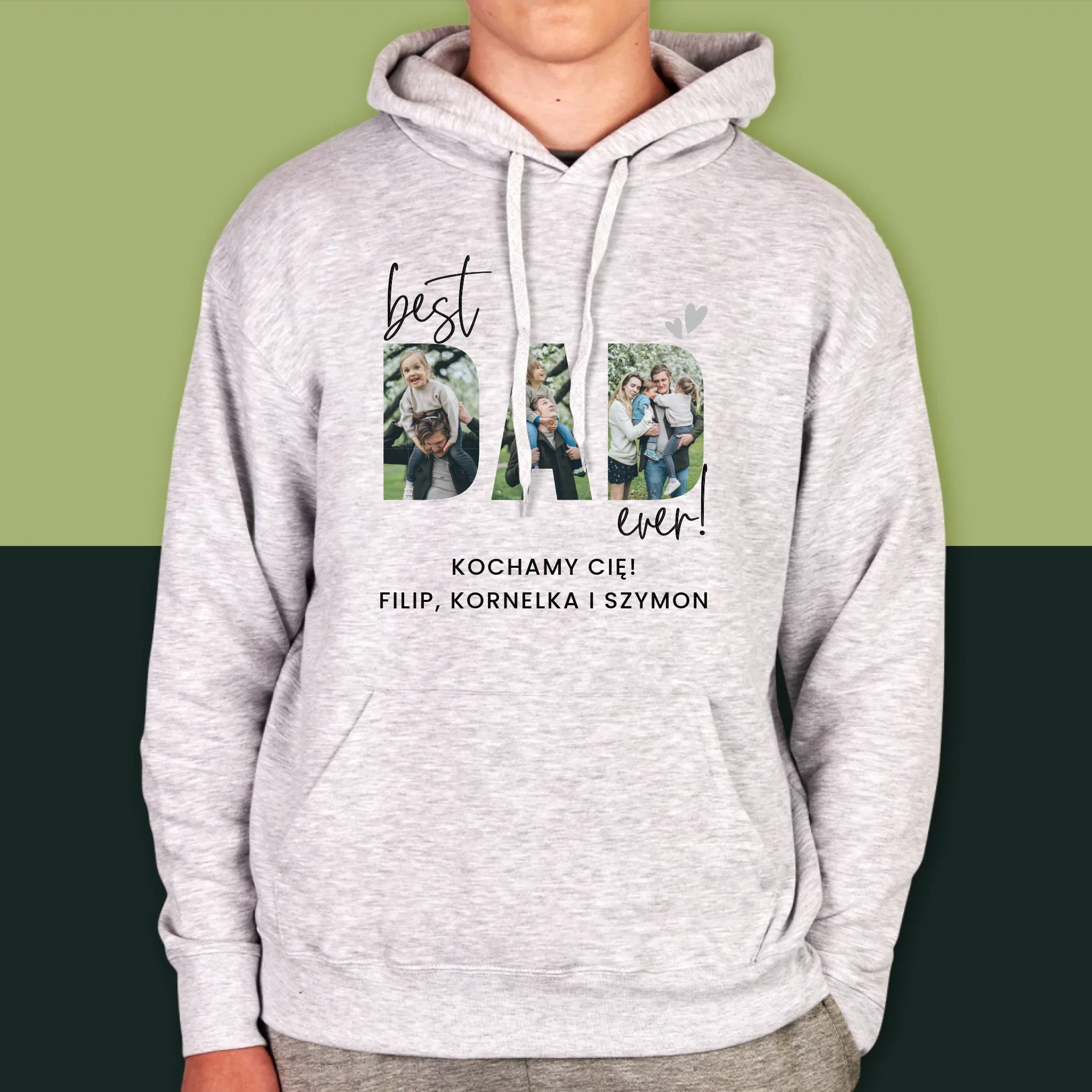 Słowo Ze Zdjęć: Best Dad Ever Z Podpisem - Bluza Męska Z Kapturem - Image 8