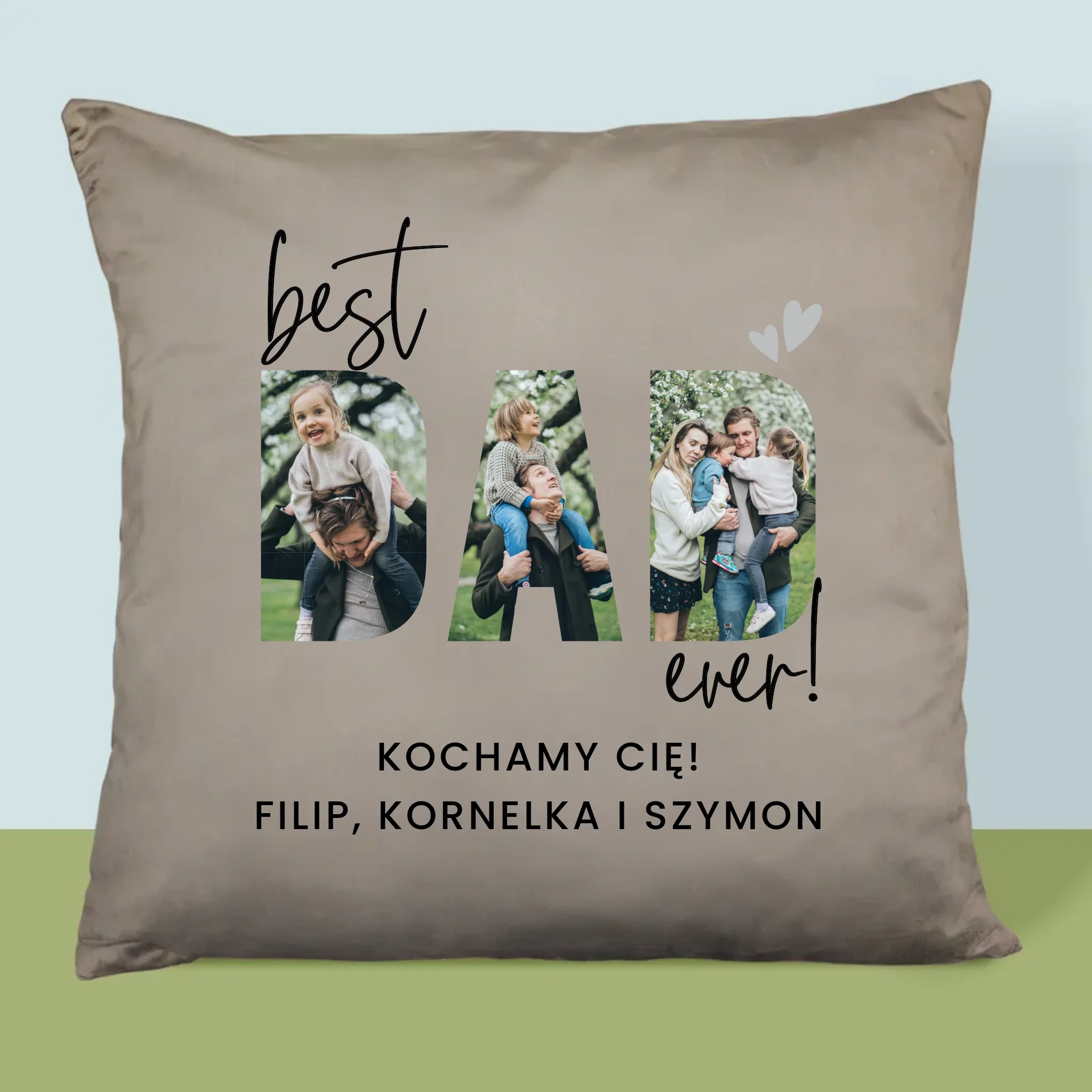 Słowo Ze Zdjęć: Best Dad Ever Z Podpisem - Poduszka z Nadrukiem - Image 3