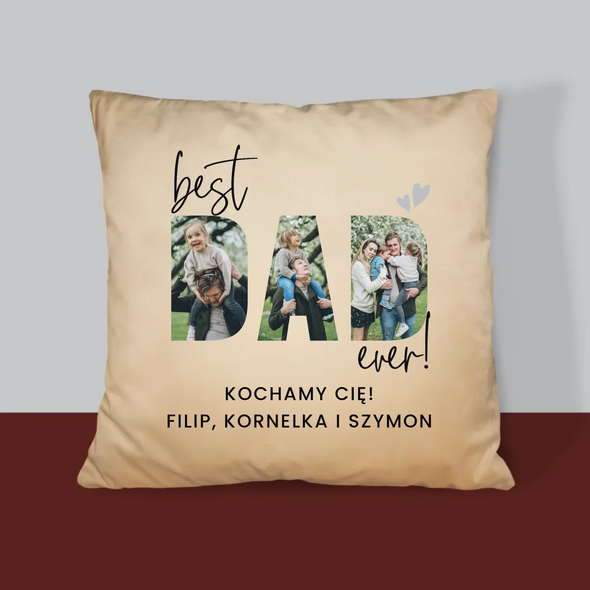 Słowo Ze Zdjęć: Best Dad Ever Z Podpisem - Poduszka z Nadrukiem - Image 4