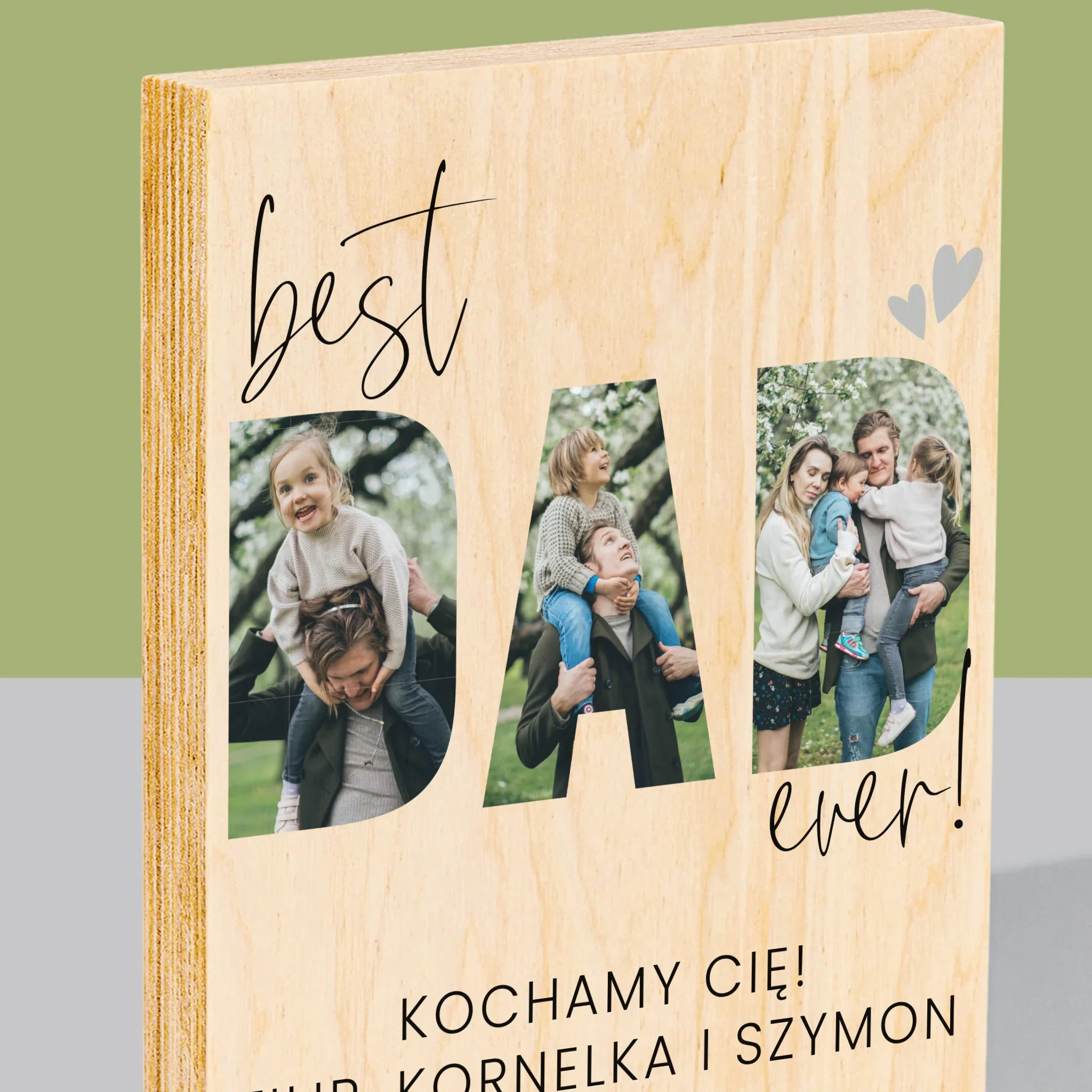 Słowo Ze Zdjęć: Best Dad Ever Z Podpisem - Wydruk Na Drewnie - Image 2