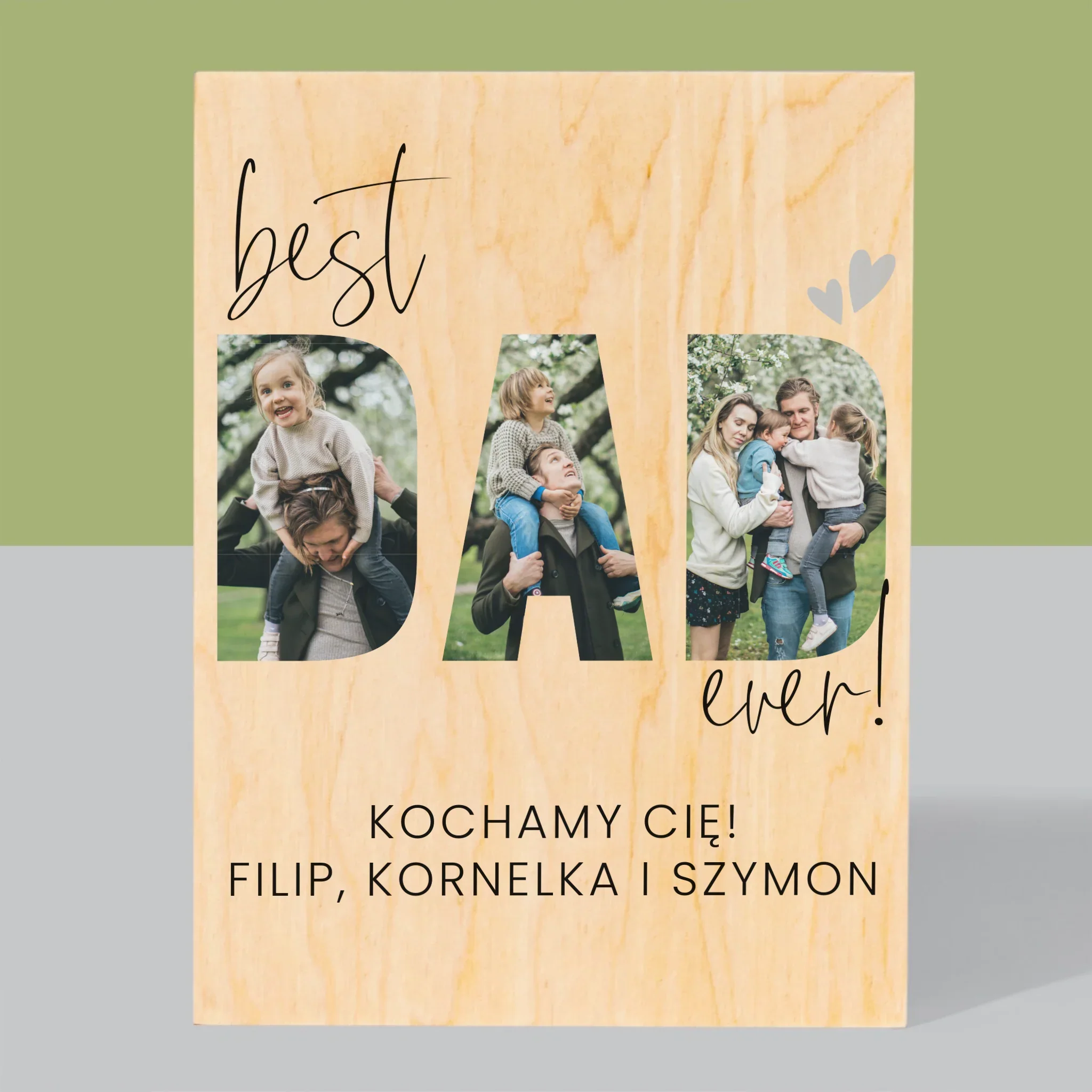 Słowo Ze Zdjęć: Best Dad Ever Z Podpisem - Wydruk Na Drewnie - Image 3