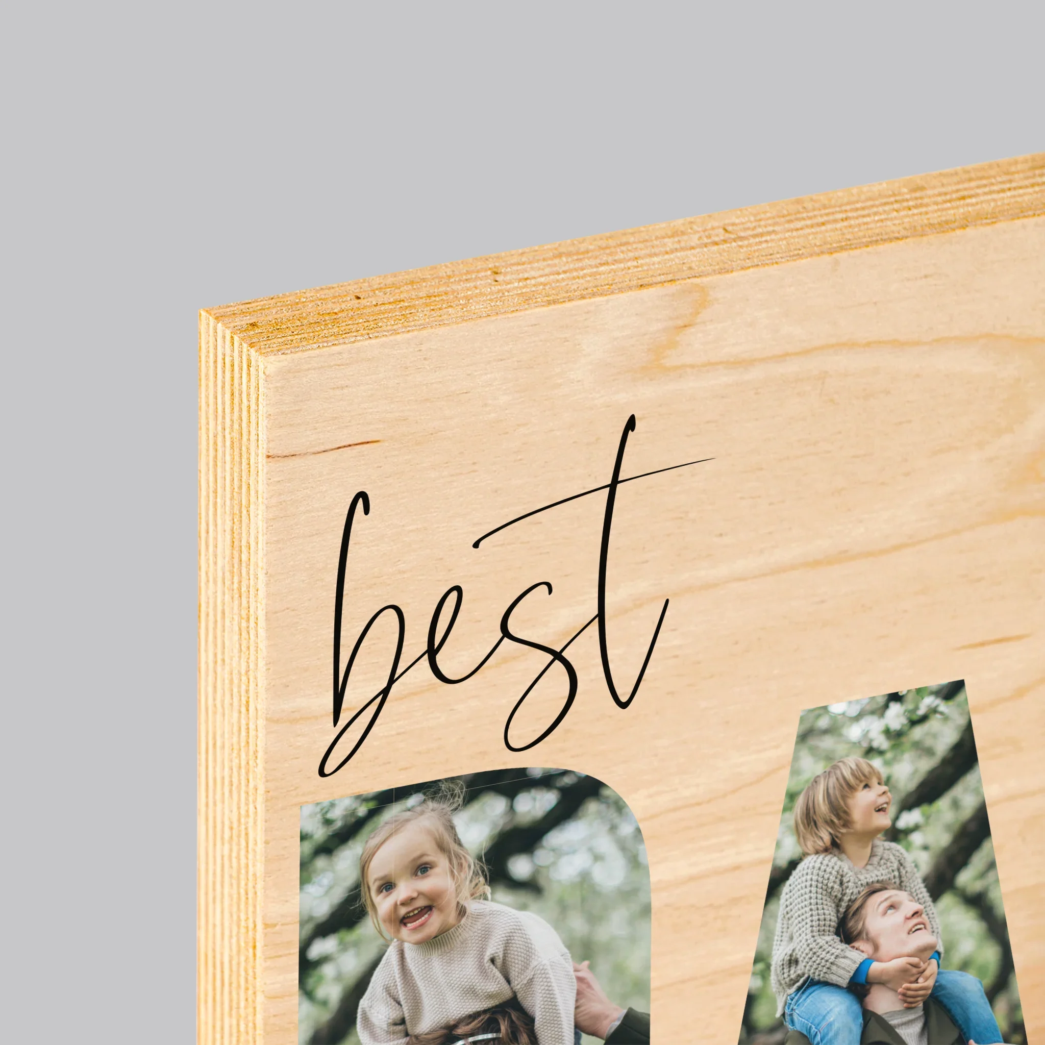 Słowo Ze Zdjęć: Best Dad Ever Z Podpisem - Wydruk Na Drewnie - Image 4
