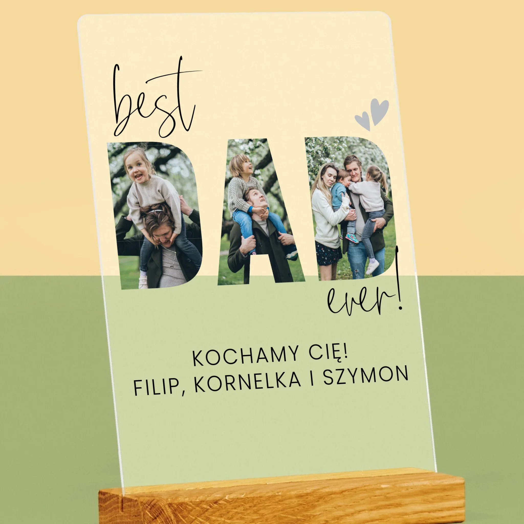 Słowo Ze Zdjęć: Best Dad Ever Z Podpisem - Wydruk Na Szkle Akrylowym - Image 2