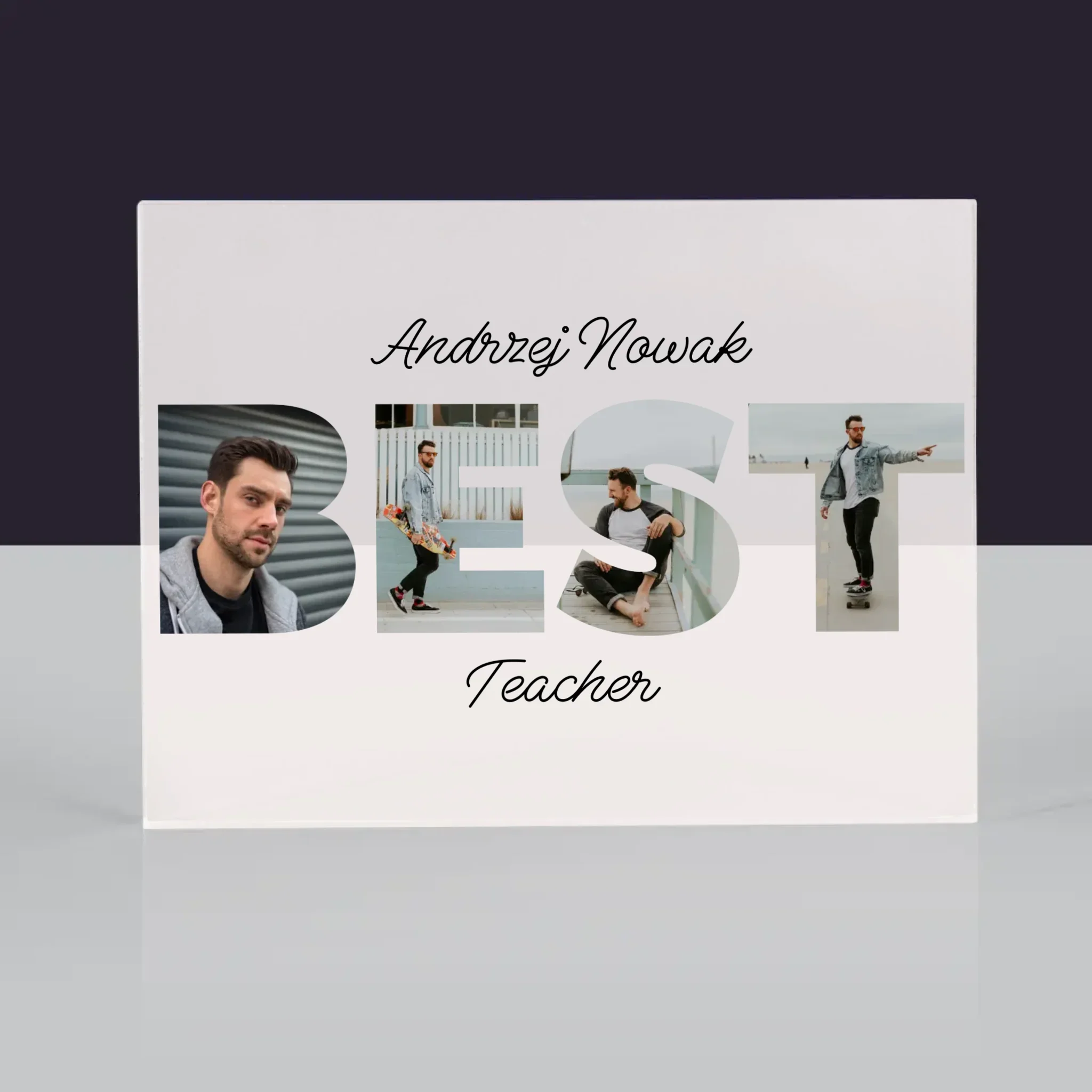 Słowo Ze Zdjęć: Best Teacher - Blok Akrylowy z Nadrukiem - Image 3