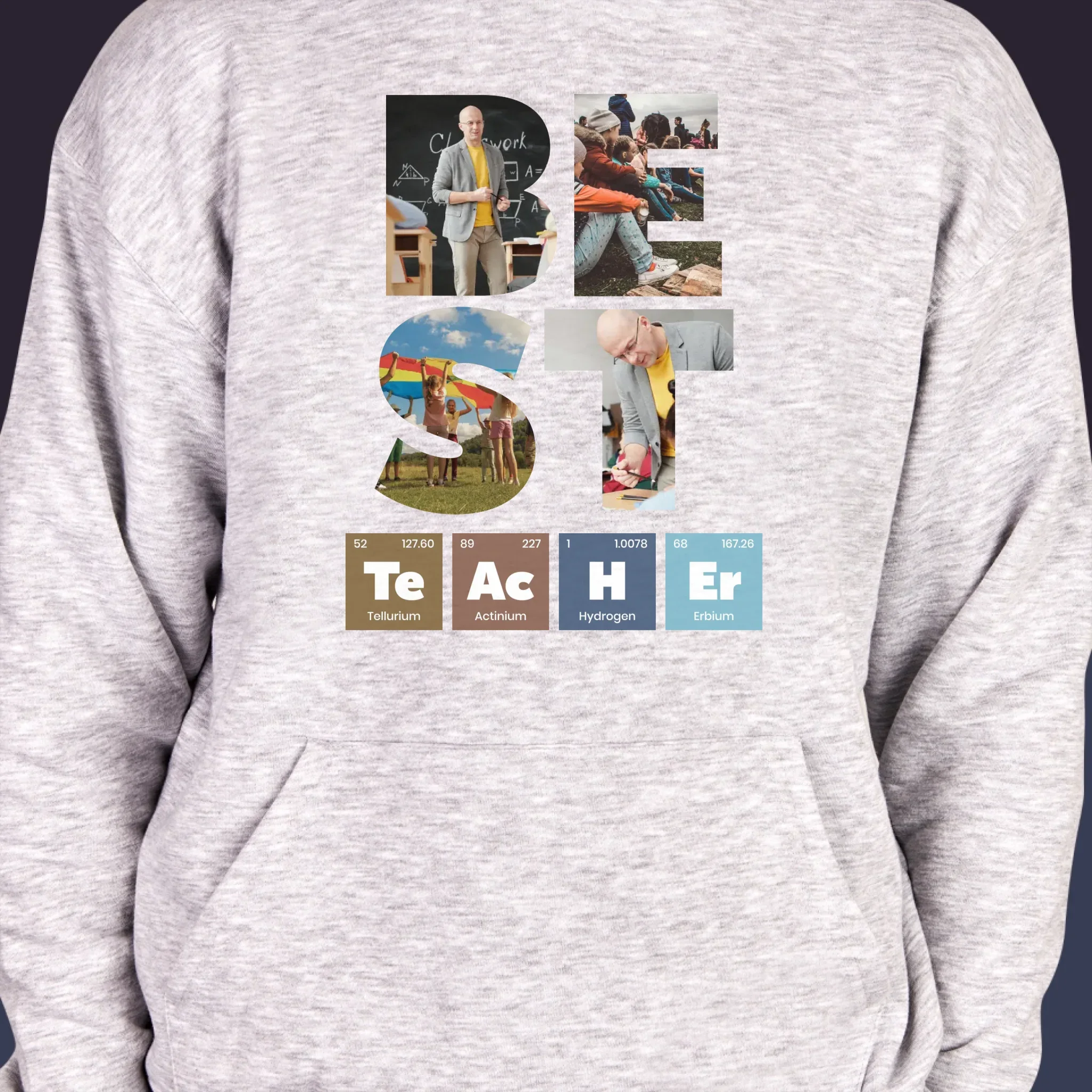 Słowo Ze Zdjęć: Best Teacher Pierwiastki - Bluza Męska z Kapturem - Image 2