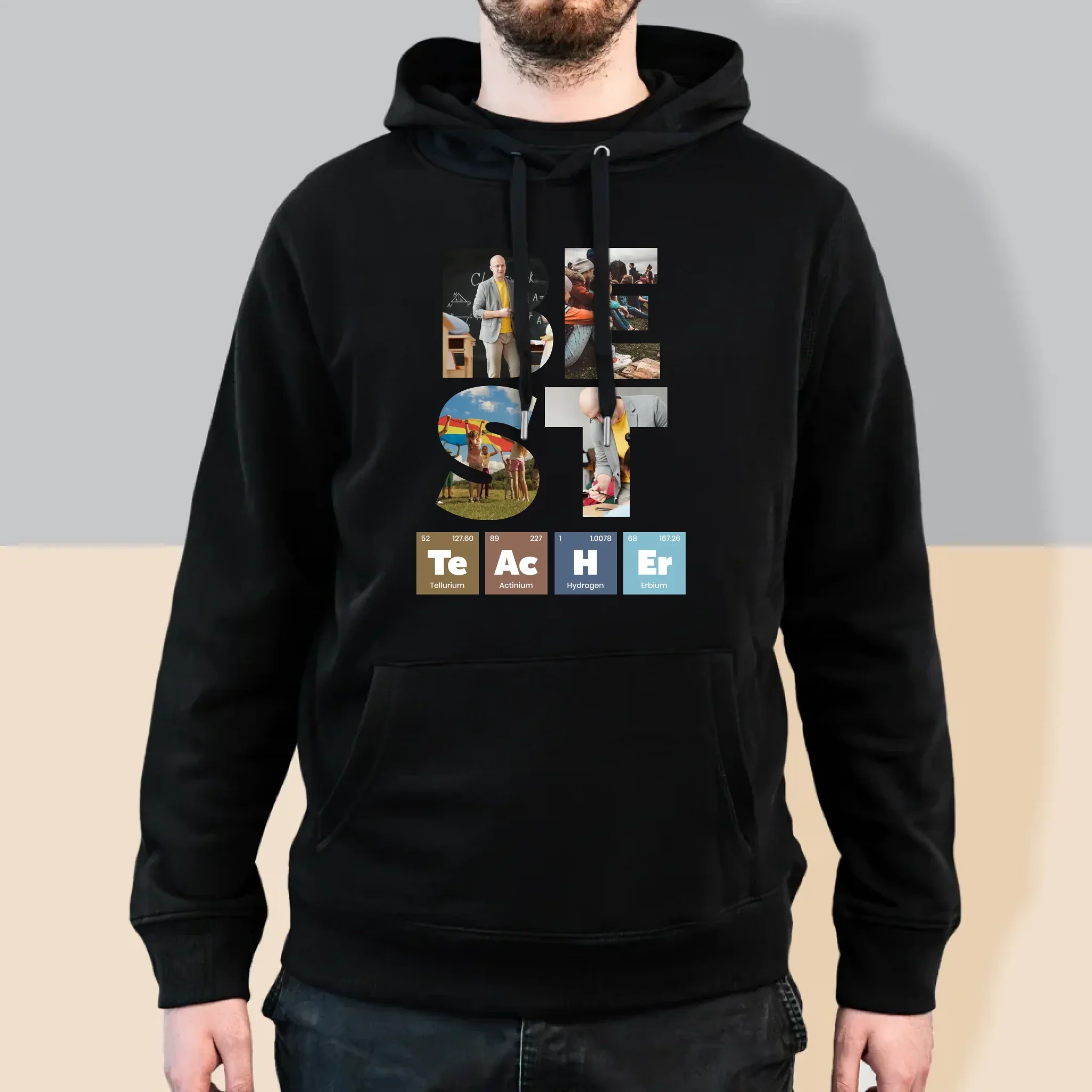 Słowo Ze Zdjęć: Best Teacher Pierwiastki - Bluza Męska z Kapturem - Image 5