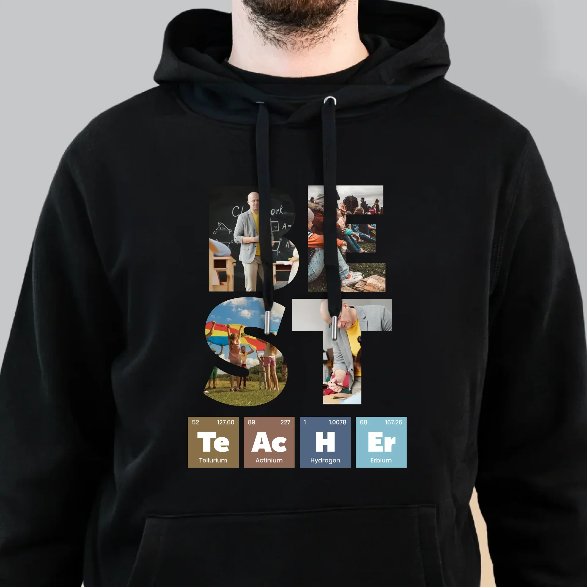 Słowo Ze Zdjęć: Best Teacher Pierwiastki - Bluza Męska z Kapturem - Image 6