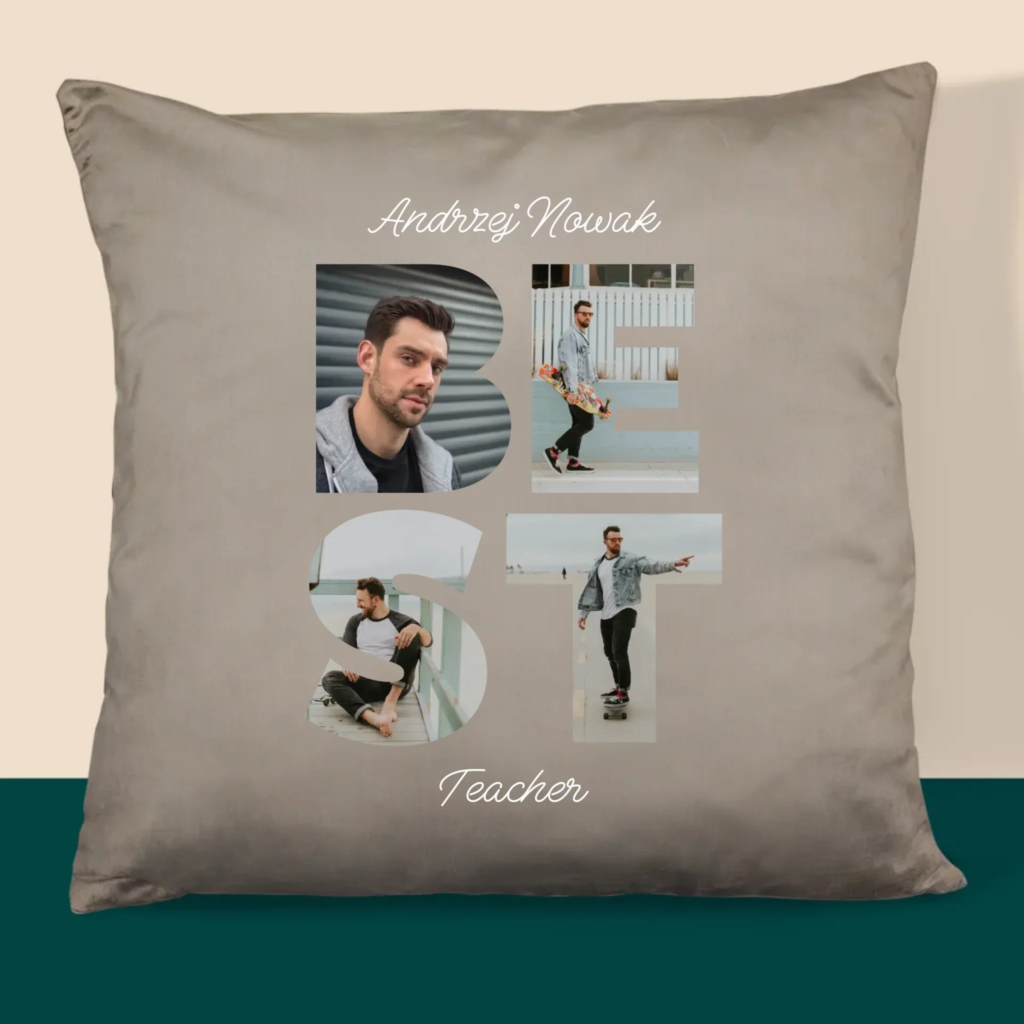Słowo Ze Zdjęć: Best Teacher - Poduszka z Nadrukiem - Image 3