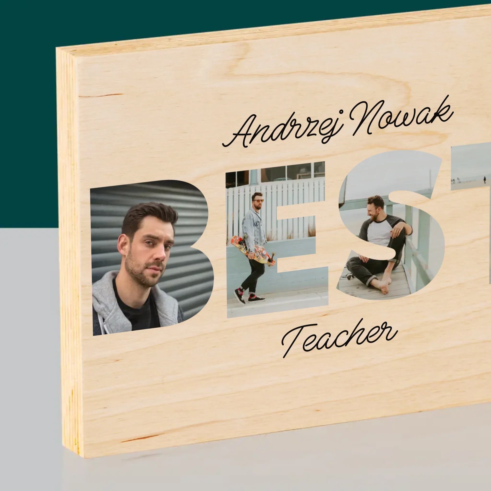 Słowo Ze Zdjęć: Best Teacher - Wydruk Na Drewnie - Image 2