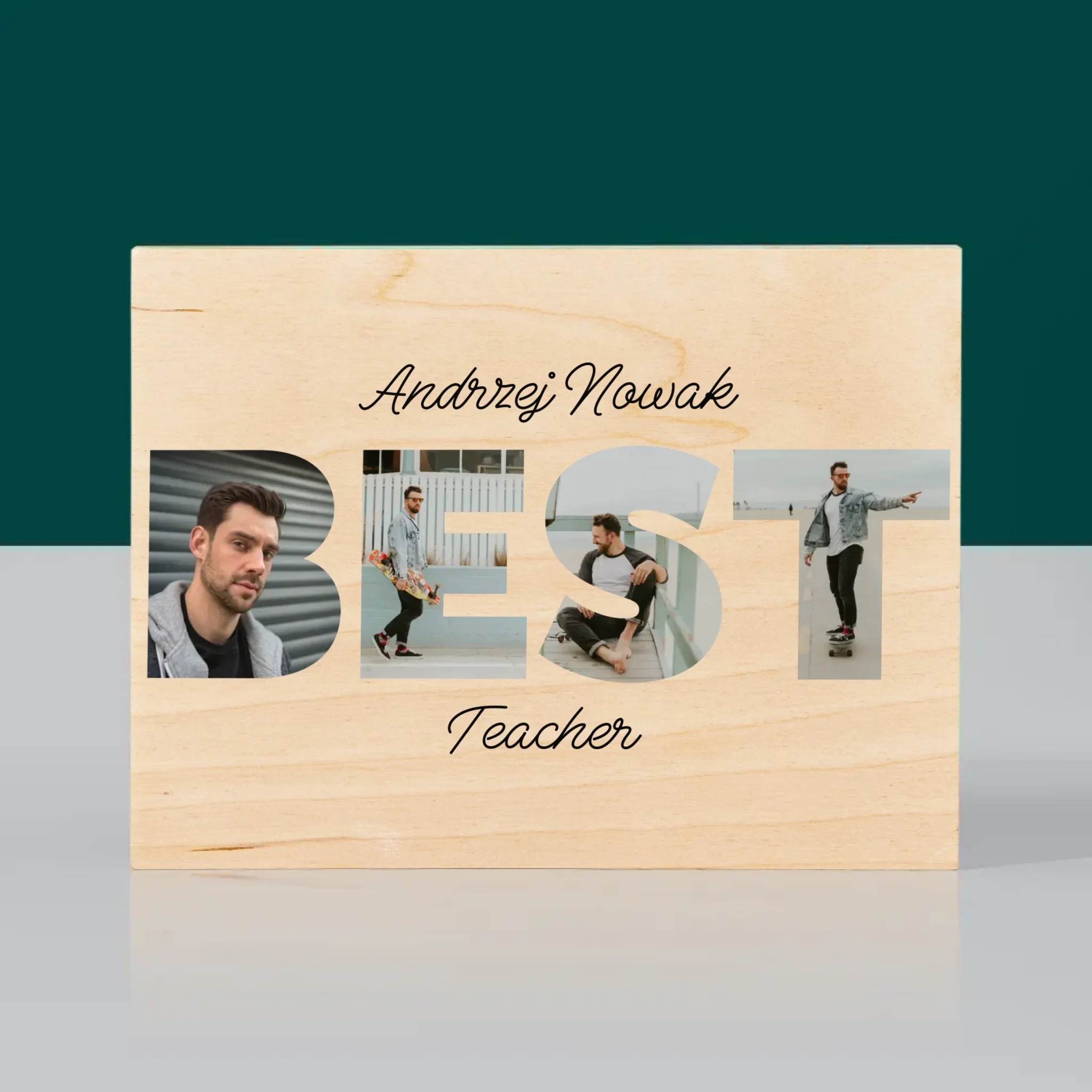 Słowo Ze Zdjęć: Best Teacher - Wydruk Na Drewnie - Image 3