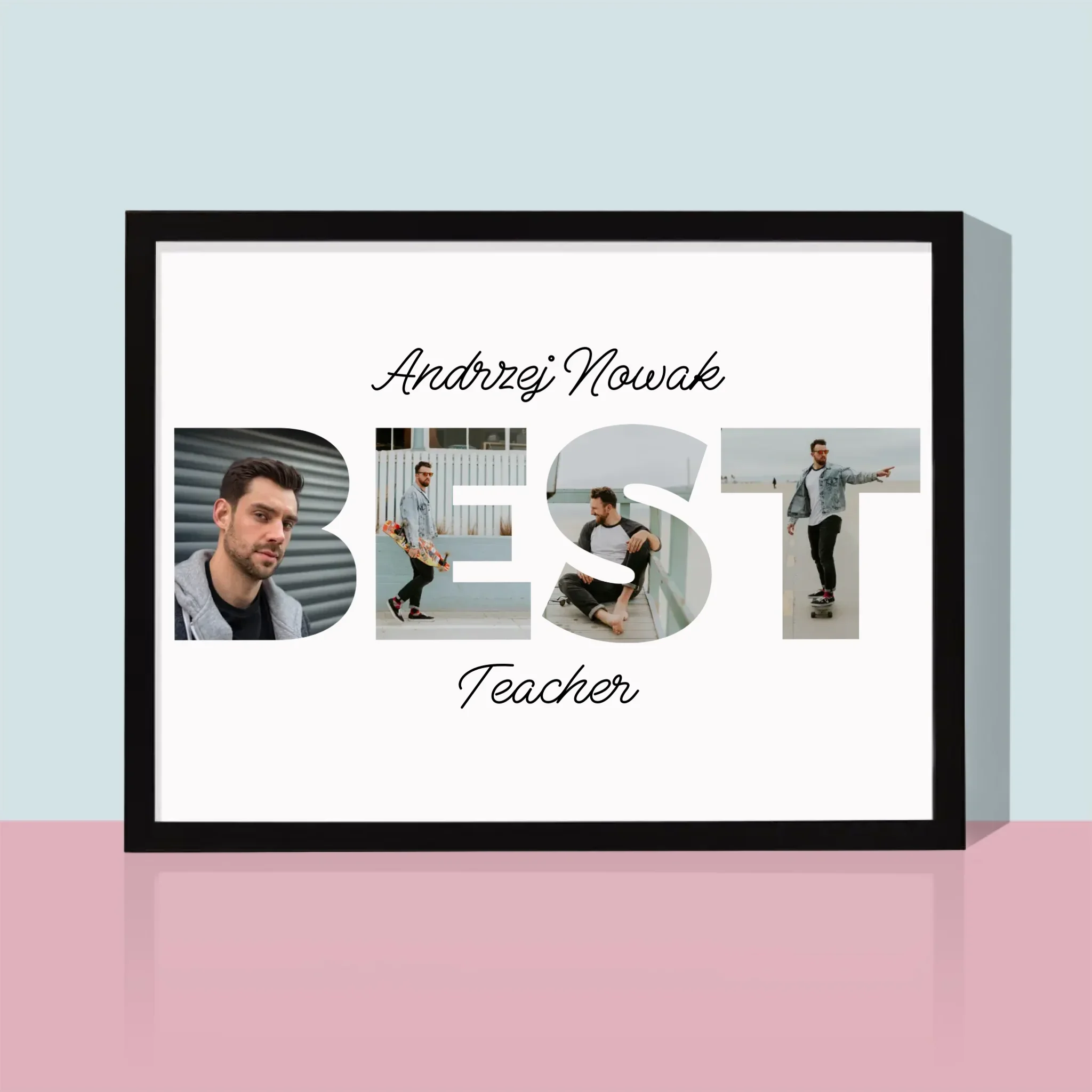 Słowo Ze Zdjęć: Best Teacher - Wydruk Obramowany 30x40
