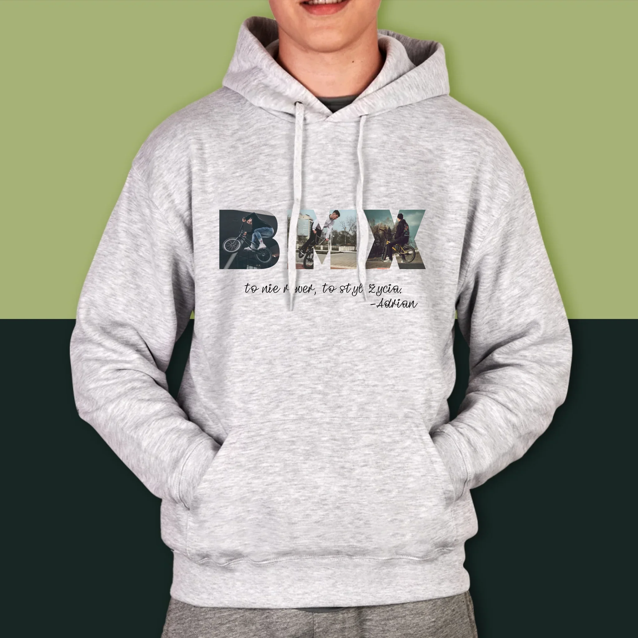 Słowo Ze Zdjęć: Bmx - Bluza Męska z Kapturem - Image 5
