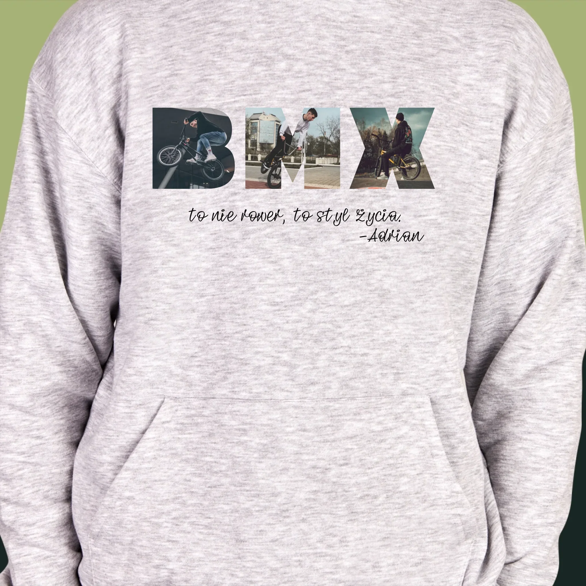 Słowo Ze Zdjęć: Bmx - Bluza Męska z Kapturem - Image 6