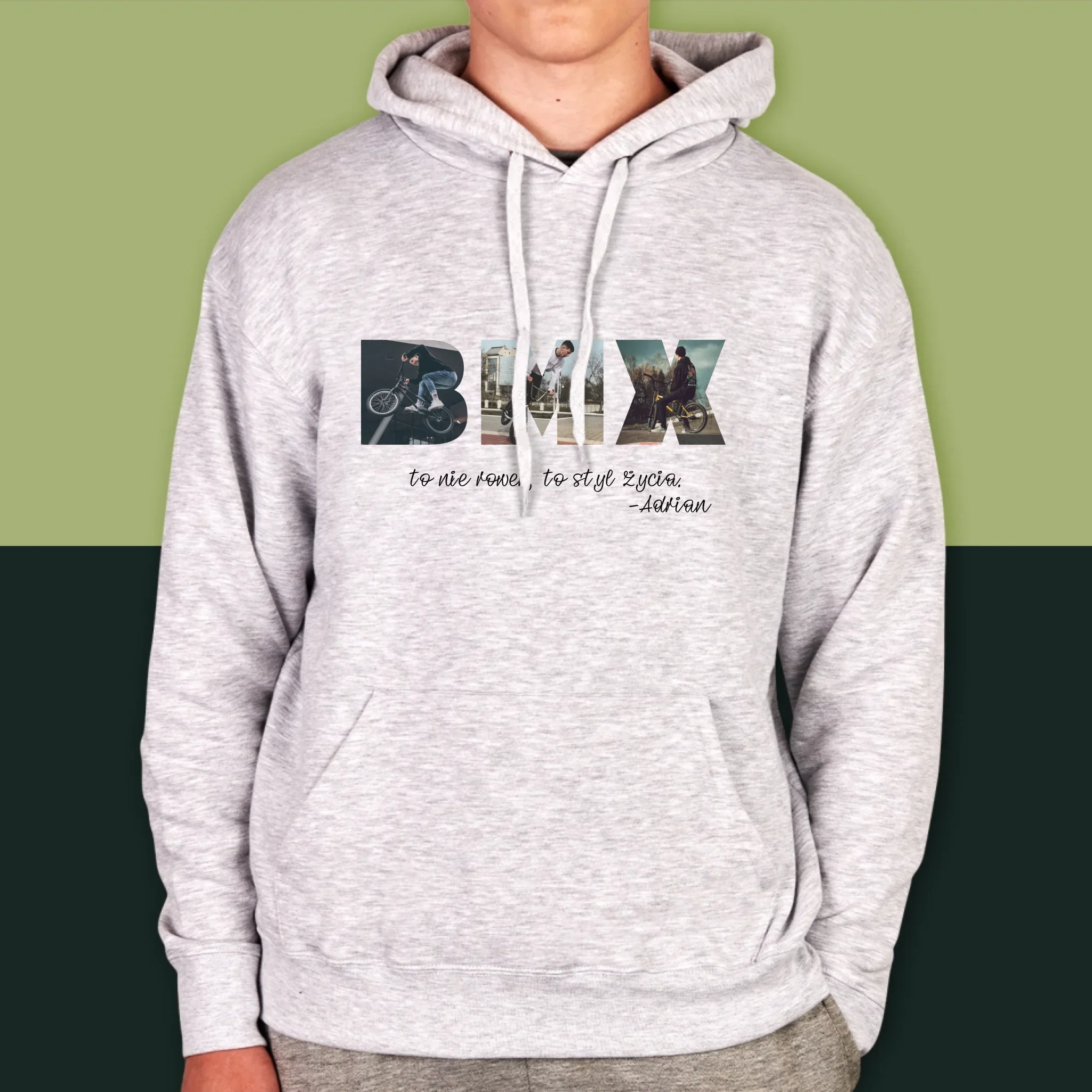 Słowo Ze Zdjęć: Bmx - Bluza Męska z Kapturem - Image 8
