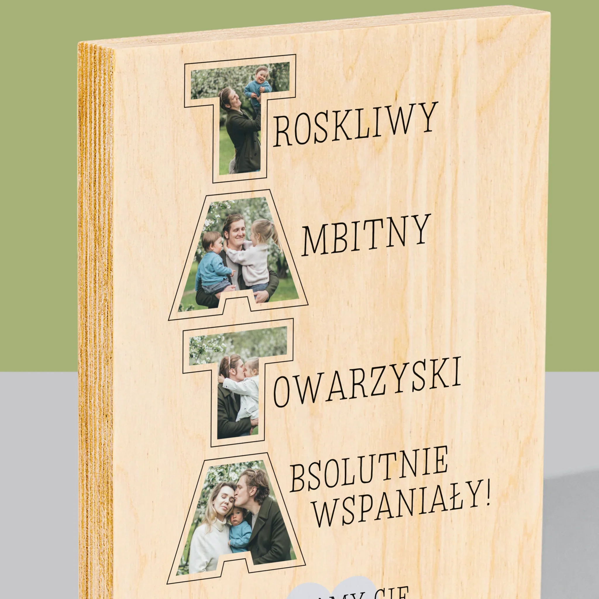 Słowo Ze Zdjęć: Dlaczego Kocham Tatę - Wydruk Na Drewnie - Image 2