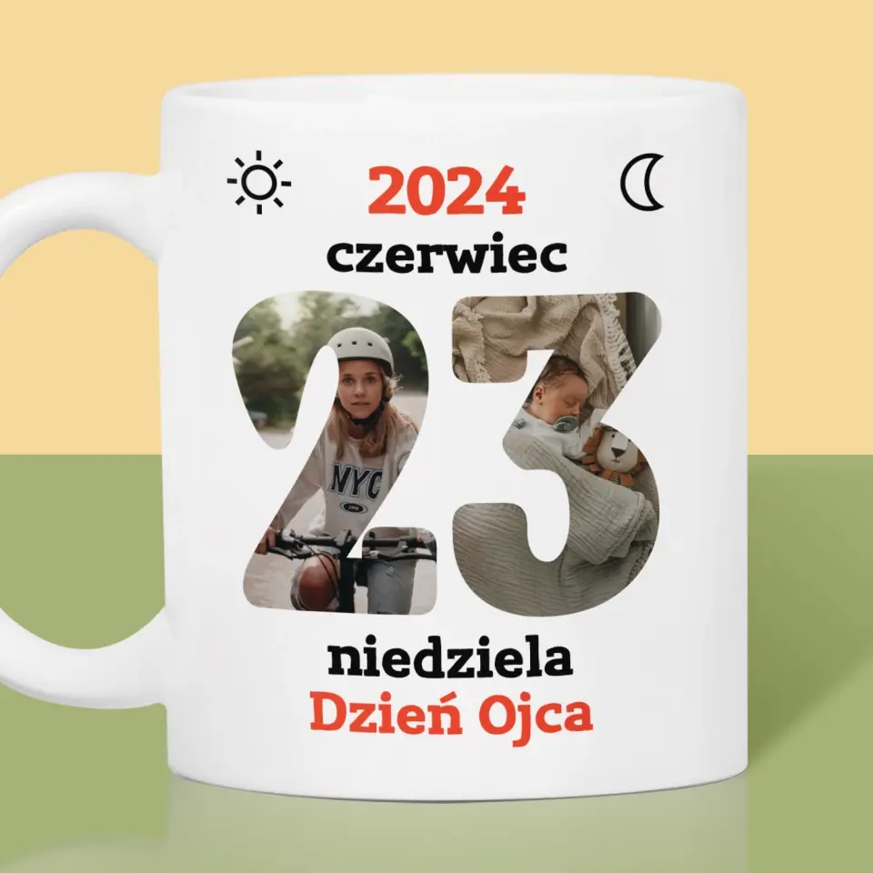 Słowo Ze Zdjęć: Dzień Ojca Kartka Z Kalendarza - Kubek z Nadrukiem - Image 2