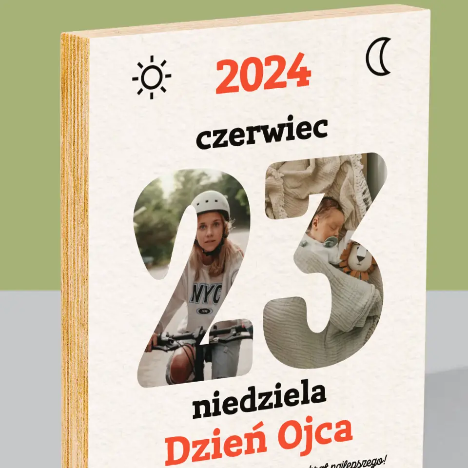 Słowo Ze Zdjęć: Dzień Ojca Kartka Z Kalendarza - Wydruk Na Drewnie - Image 2