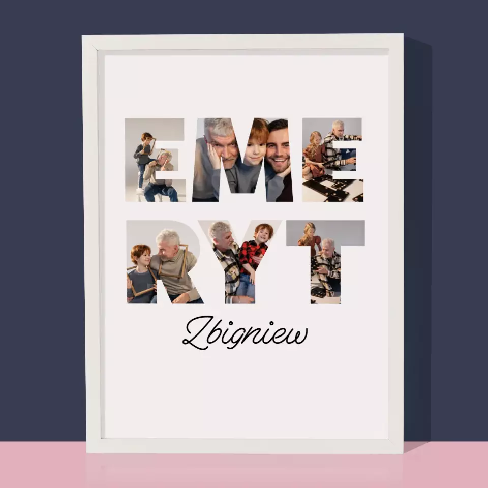 Słowo Ze Zdjęć: Emeryt - Wydruk Obramowany - Image 4