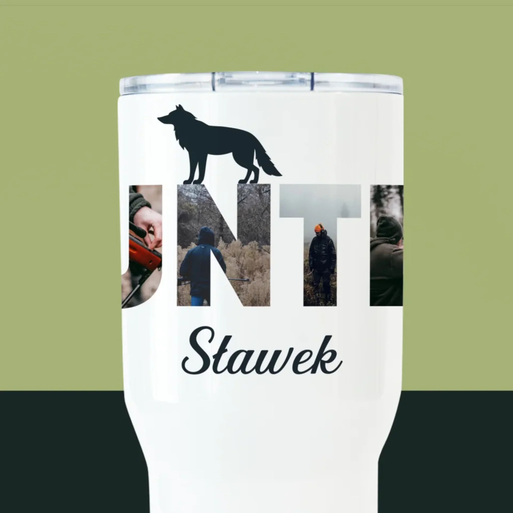 Słowo Ze Zdjęć: Hunter - Kubek z Nadrukiem Termiczny Biały - Image 2