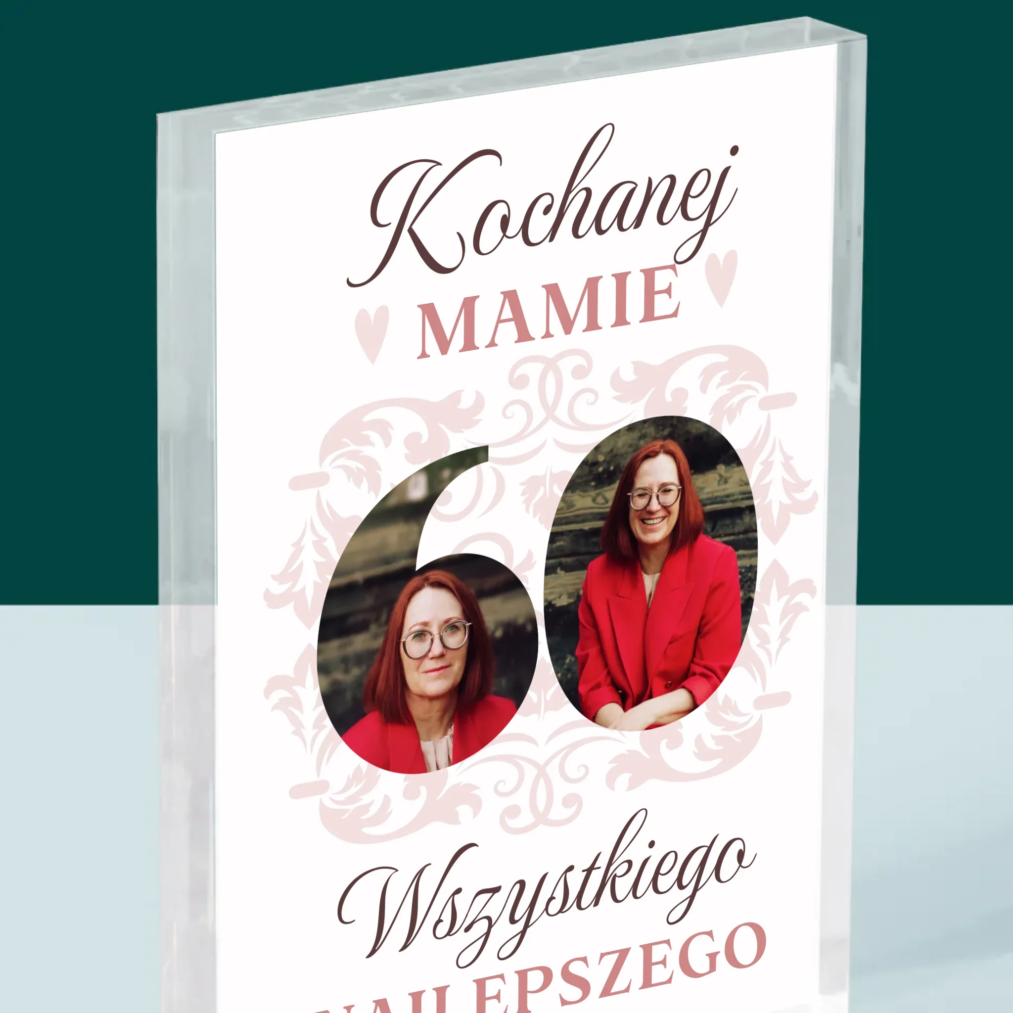 Słowo Ze Zdjęć: Kochanej Mamie z Okazji 60 Urodzin - Blok Akrylowy z Nadrukiem - Image 2