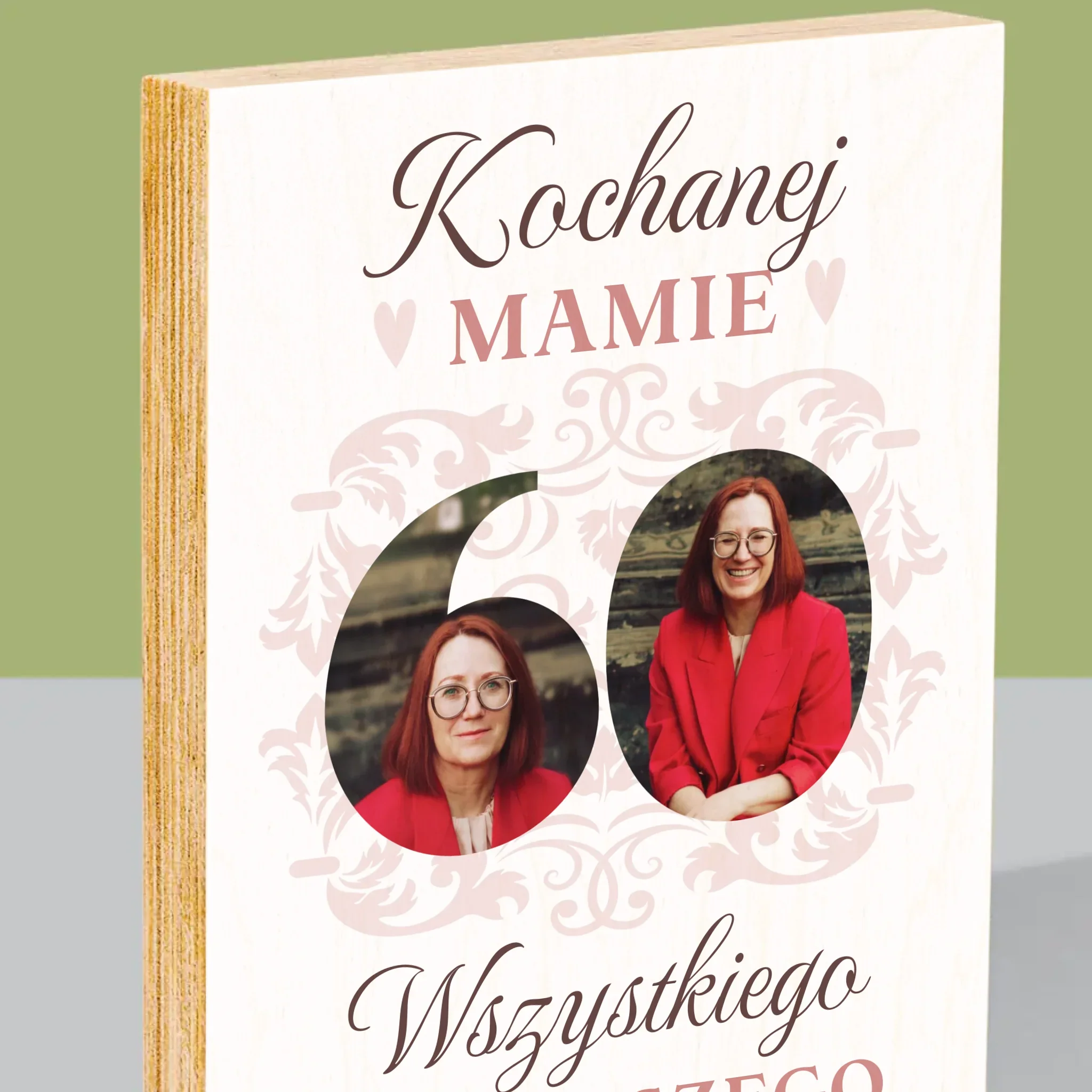 Słowo Ze Zdjęć: Kochanej Mamie z Okazji 60 Urodzin - Wydruk Na Drewnie - Image 2