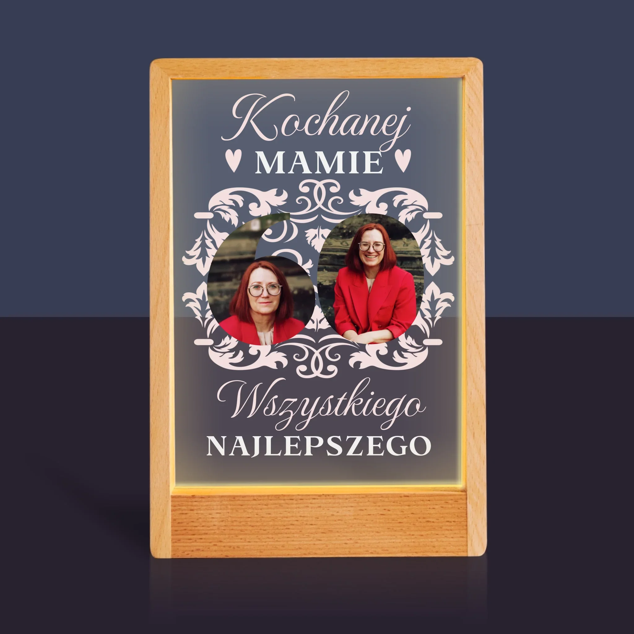 Słowo Ze Zdjęć: Kochanej Mamie z Okazji 60 Urodzin - Wydruk Na Szkle Akrylowym - Image 10