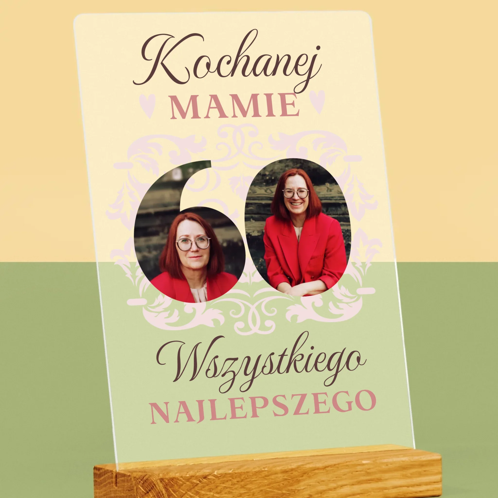 Słowo Ze Zdjęć: Kochanej Mamie z Okazji 60 Urodzin - Wydruk Na Szkle Akrylowym - Image 2