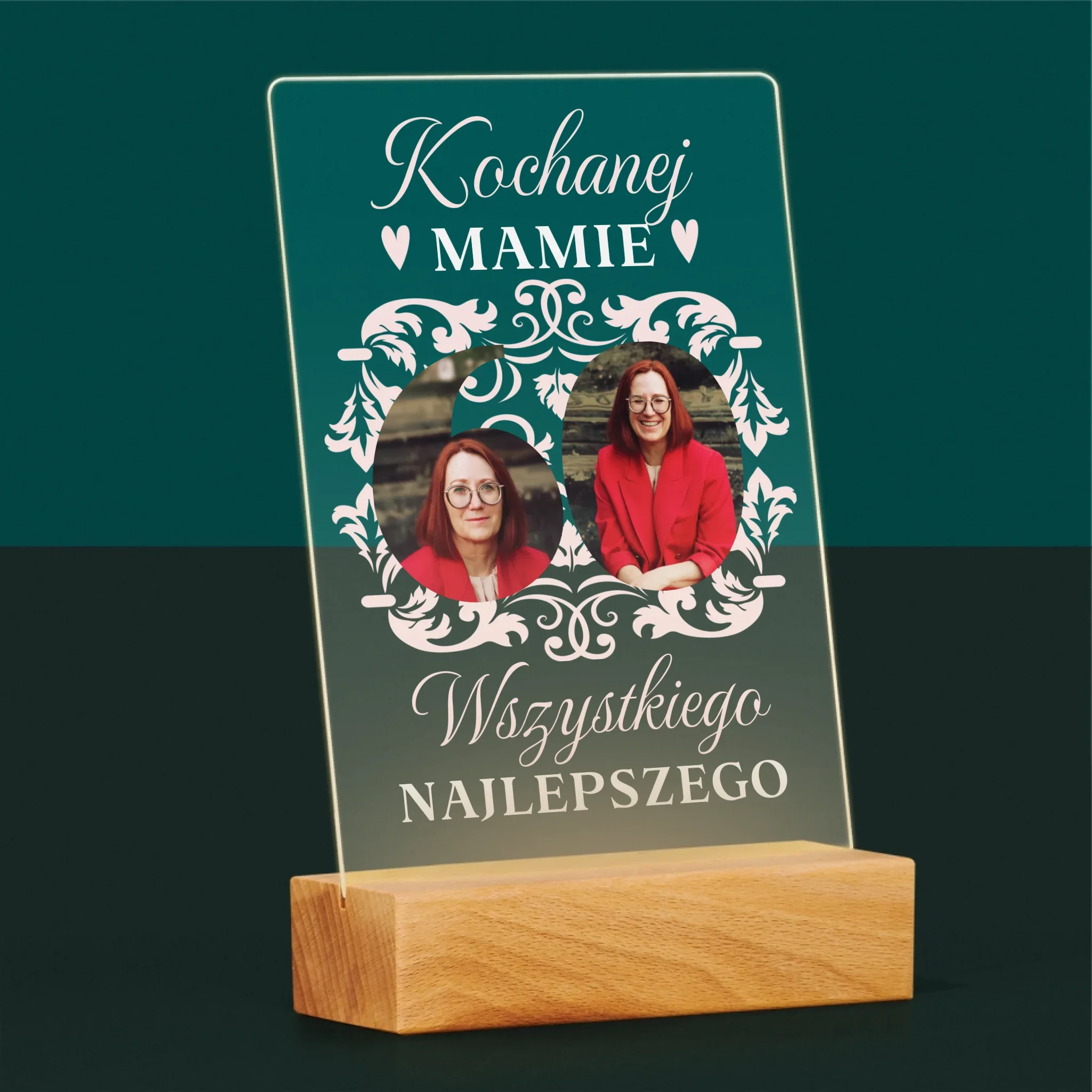 Słowo Ze Zdjęć: Kochanej Mamie z Okazji 60 Urodzin - Wydruk Na Szkle Akrylowym - Image 5