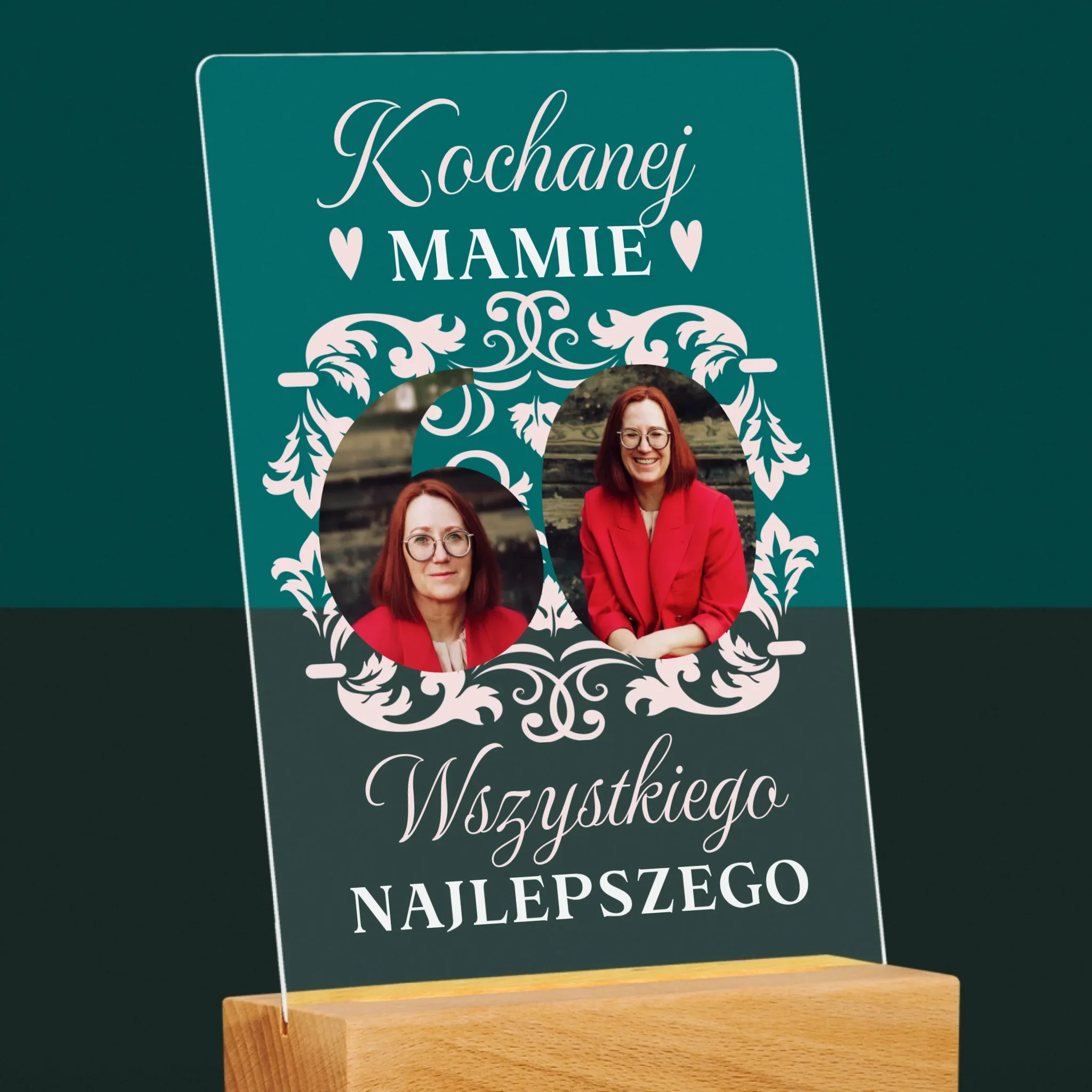 Słowo Ze Zdjęć: Kochanej Mamie z Okazji 60 Urodzin - Wydruk Na Szkle Akrylowym - Image 6