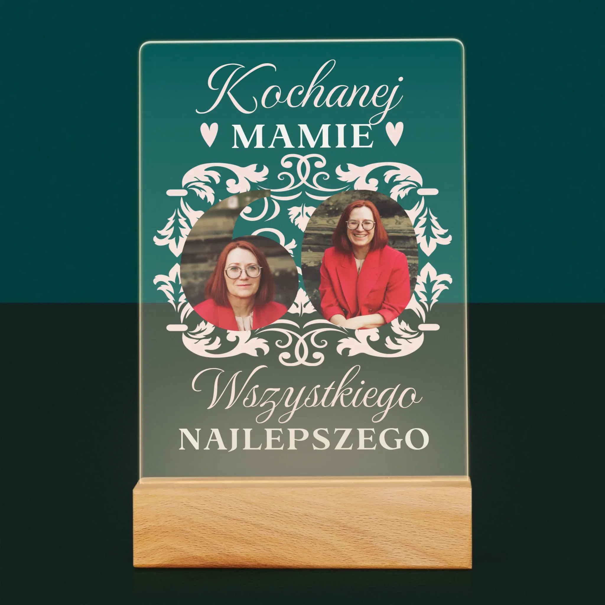 Słowo Ze Zdjęć: Kochanej Mamie z Okazji 60 Urodzin - Wydruk Na Szkle Akrylowym - Image 7