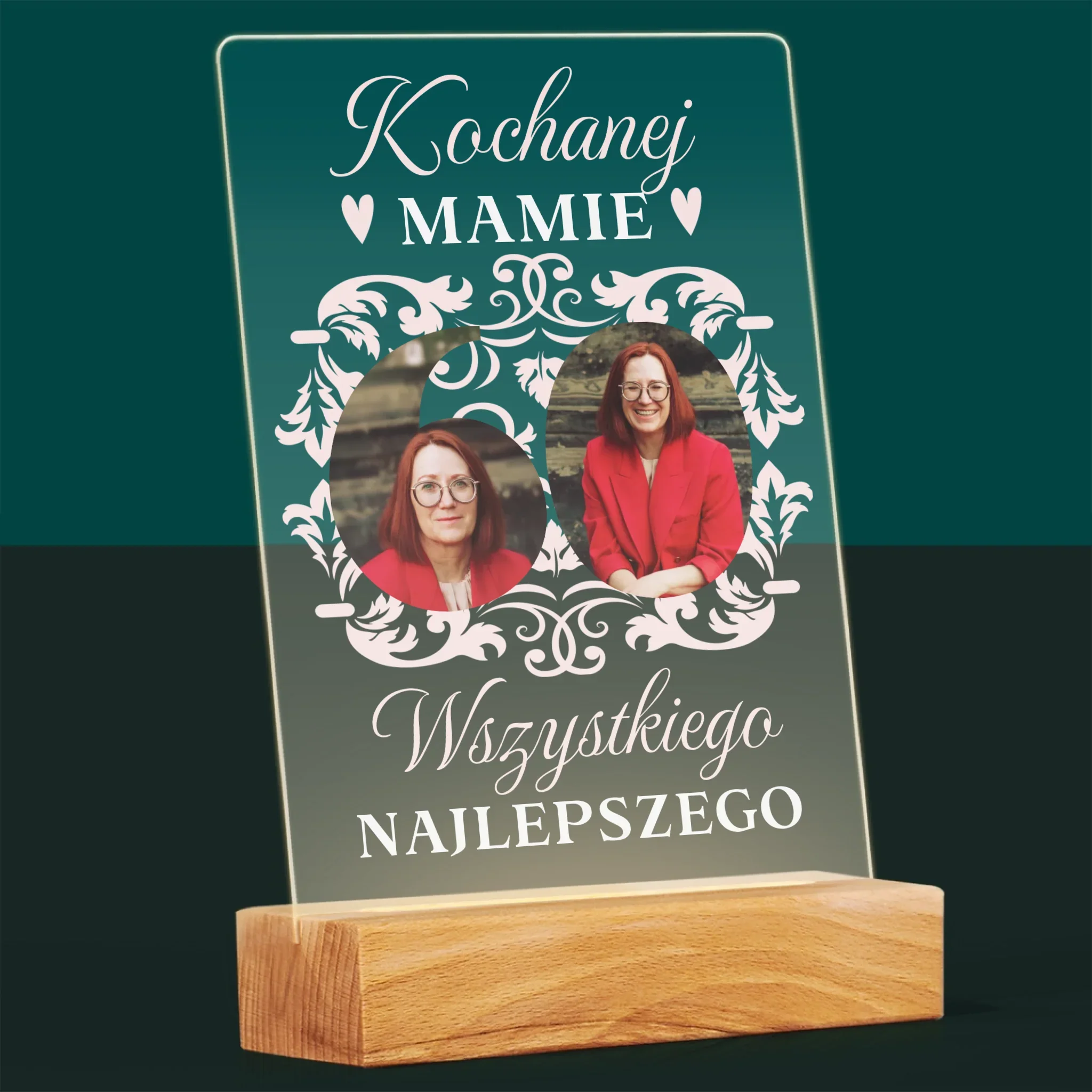 Słowo Ze Zdjęć: Kochanej Mamie z Okazji 60 Urodzin - Wydruk Na Szkle Akrylowym - Image 8