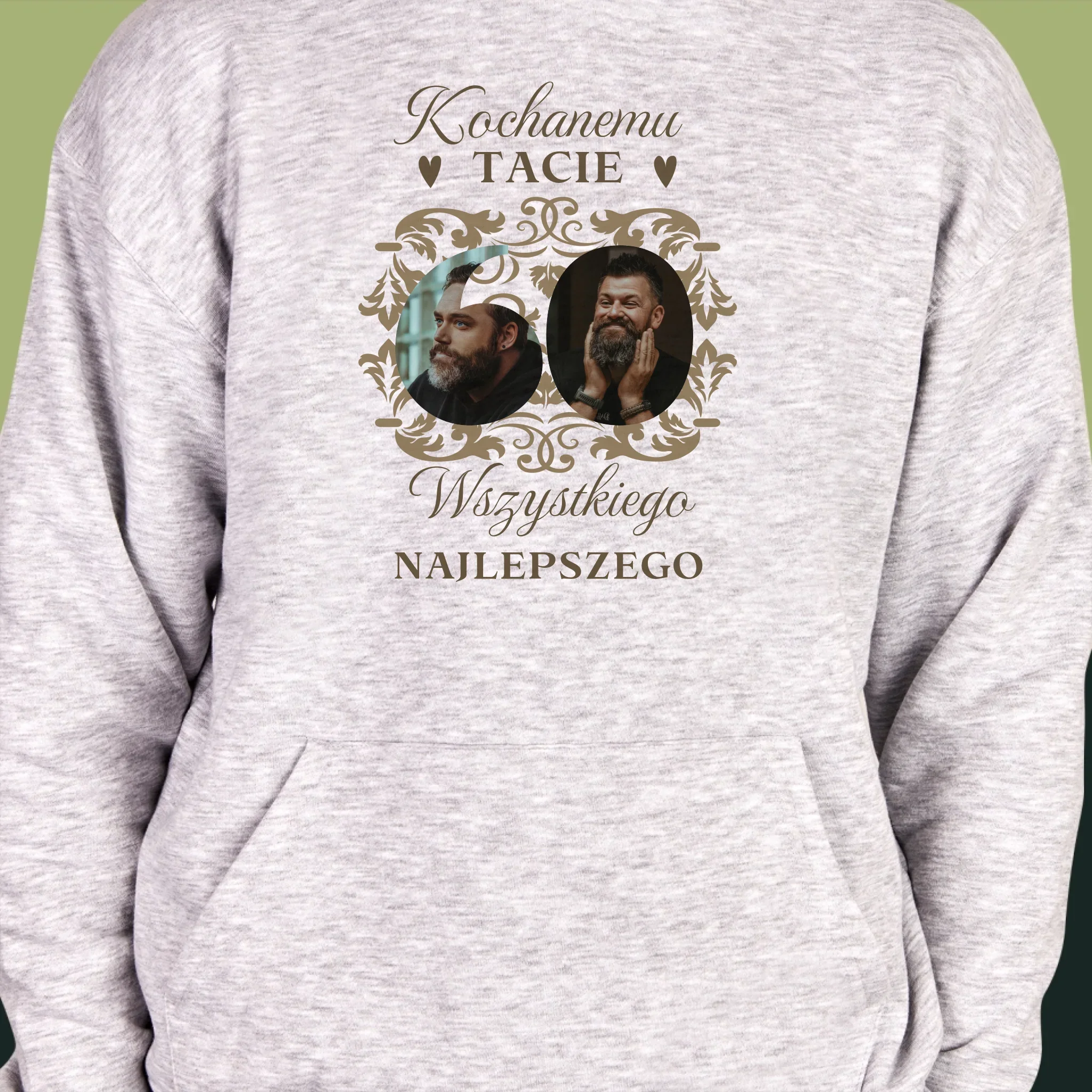 Słowo Ze Zdjęć: Kochanemu Tacie z Okazji 60 Urodzin - Bluza Męska z Kapturem - Image 6