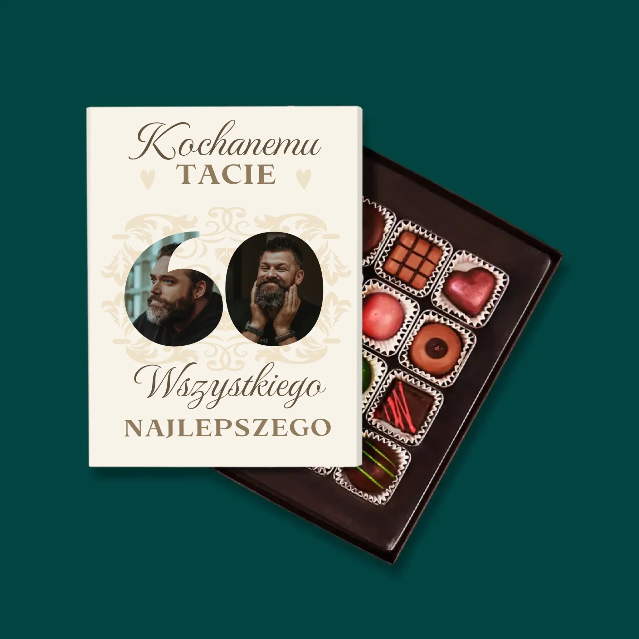 Słowo Ze Zdjęć: Kochanemu Tacie z Okazji 60 Urodzin - Personalizowane Praliny