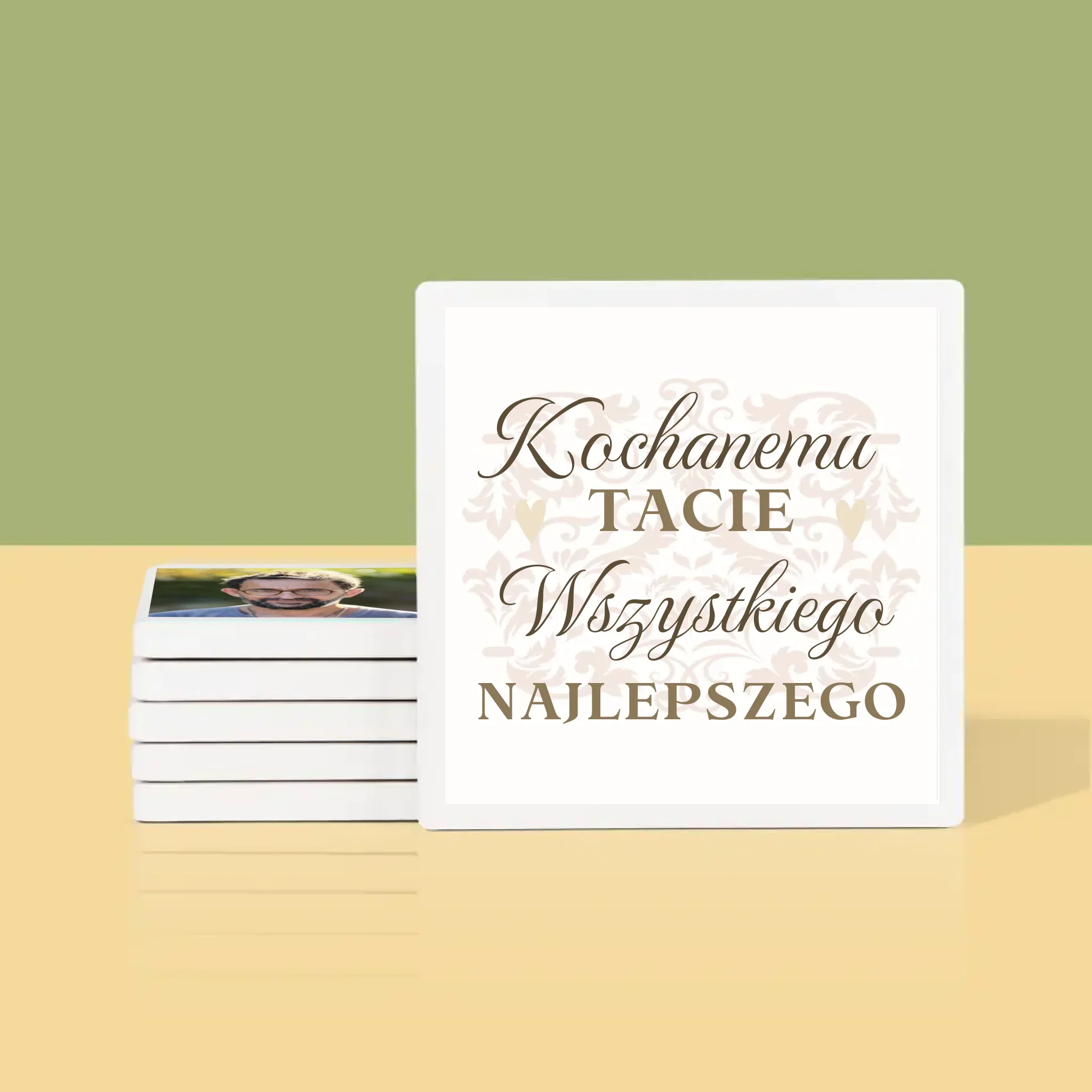 Słowo Ze Zdjęć: Kochanemu Tacie z Okazji 60 Urodzin - Podkładki Pod Kubki