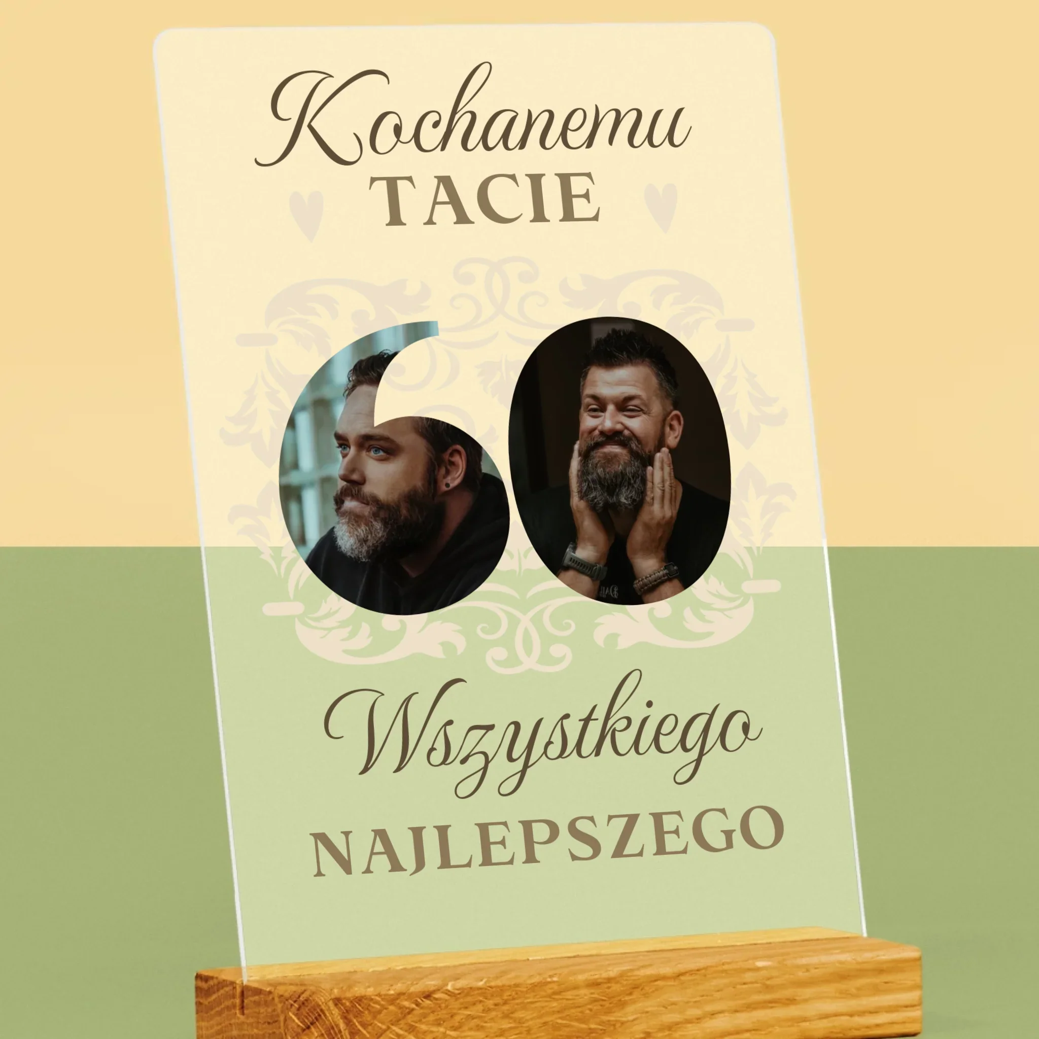 Słowo Ze Zdjęć: Kochanemu Tacie z Okazji 60 Urodzin - Wydruk Na Szkle Akrylowym - Image 2
